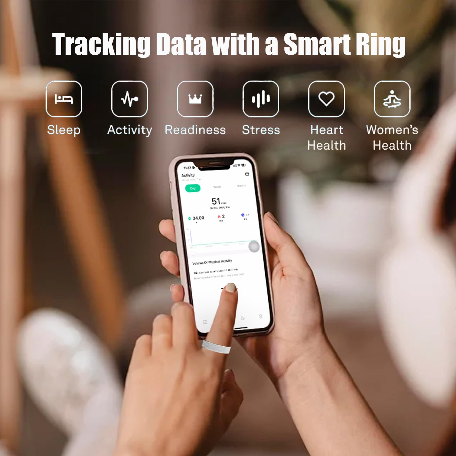 Smart Rings for Men & Women - Waterproof Fitness Tracker with Heart Rate Monitor, Sleep Tracking & Activity Tracker - Perfect for Workouts, Daily Health Monitoring & Sleep Analysis