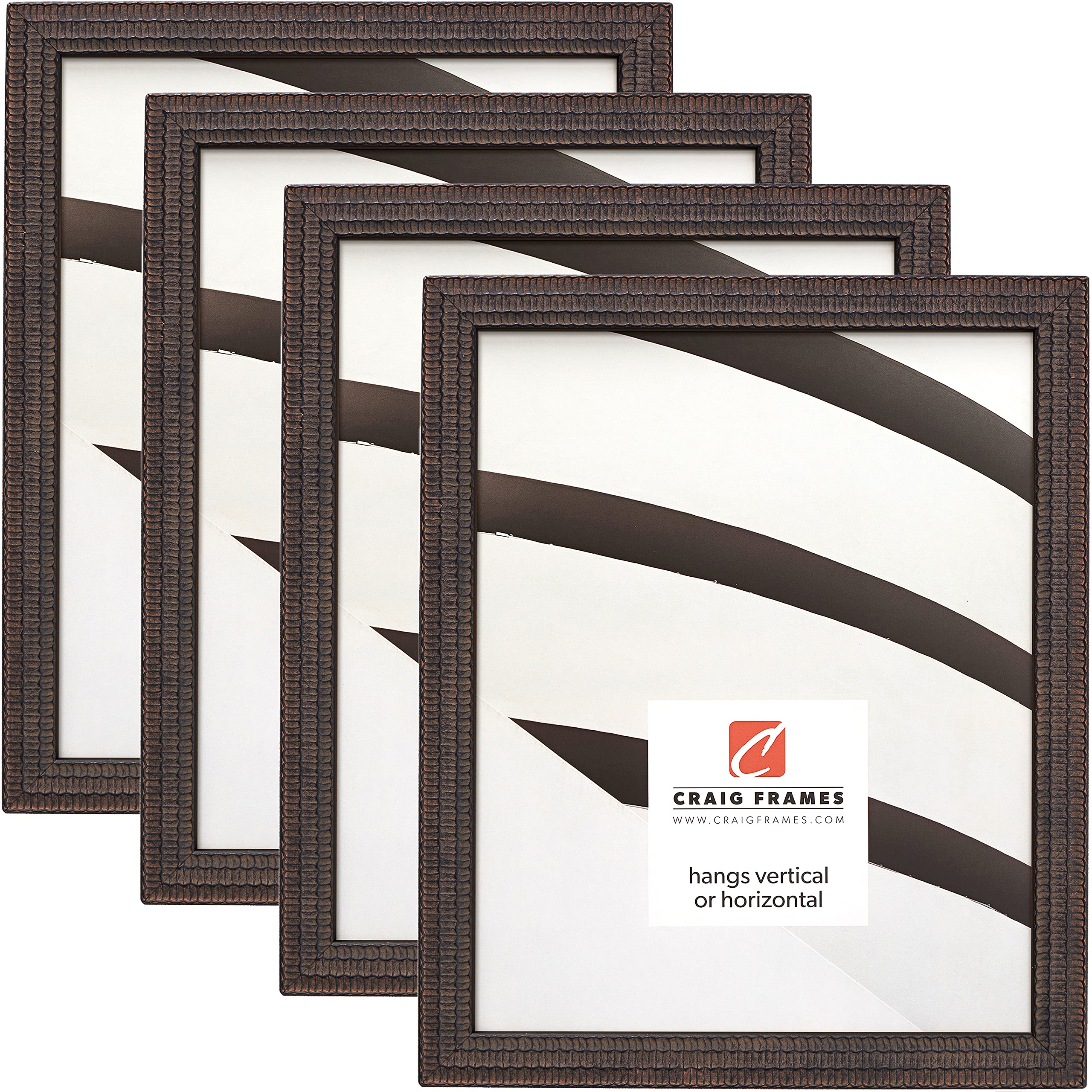 Craig Frames Farnsworth 8.5 x 11 Inch Antique Black Picture Frame Set of 4 - Perfect for Home Decor, Office Display, and Photo Gifts