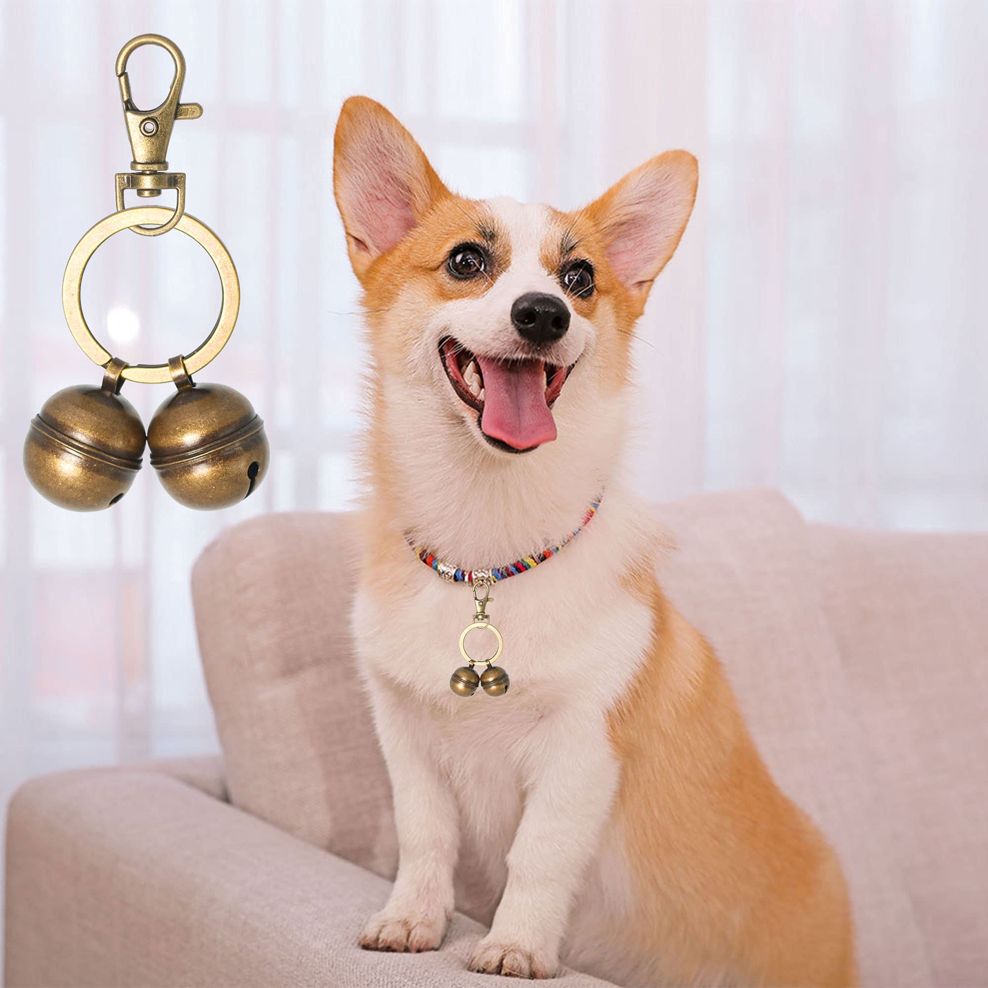 Pure Copper Bells for Dog & Cat Collars with Snap Clips - Rustproof, Clear Sound Pet Safety Bell - Save Birds & Wildlife - Perfect for Outdoor Walks, Hiking & Tracking Pets