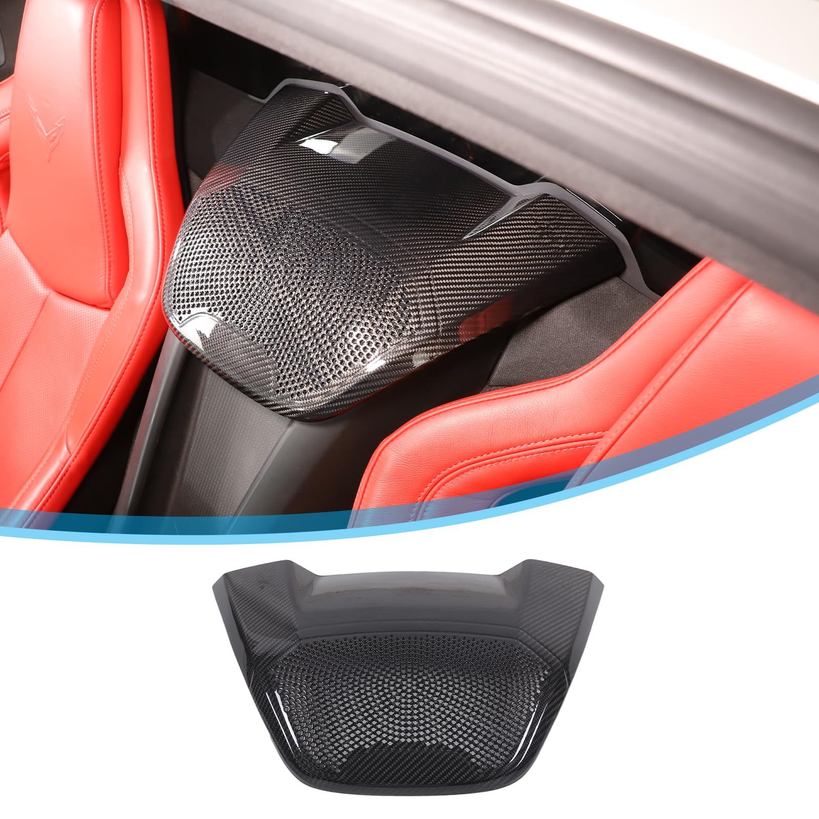 Premium Carbon Fiber Center Console Cover for 2020-2024 C8 Corvette Z06/Z51 | Waterfall Speaker & Phone Charger Protector | Interior Upgrade Accessory for Enhanced Style & Protection (Low Configuration Model) - Perfect for Car Enthusiasts & Daily Commuters