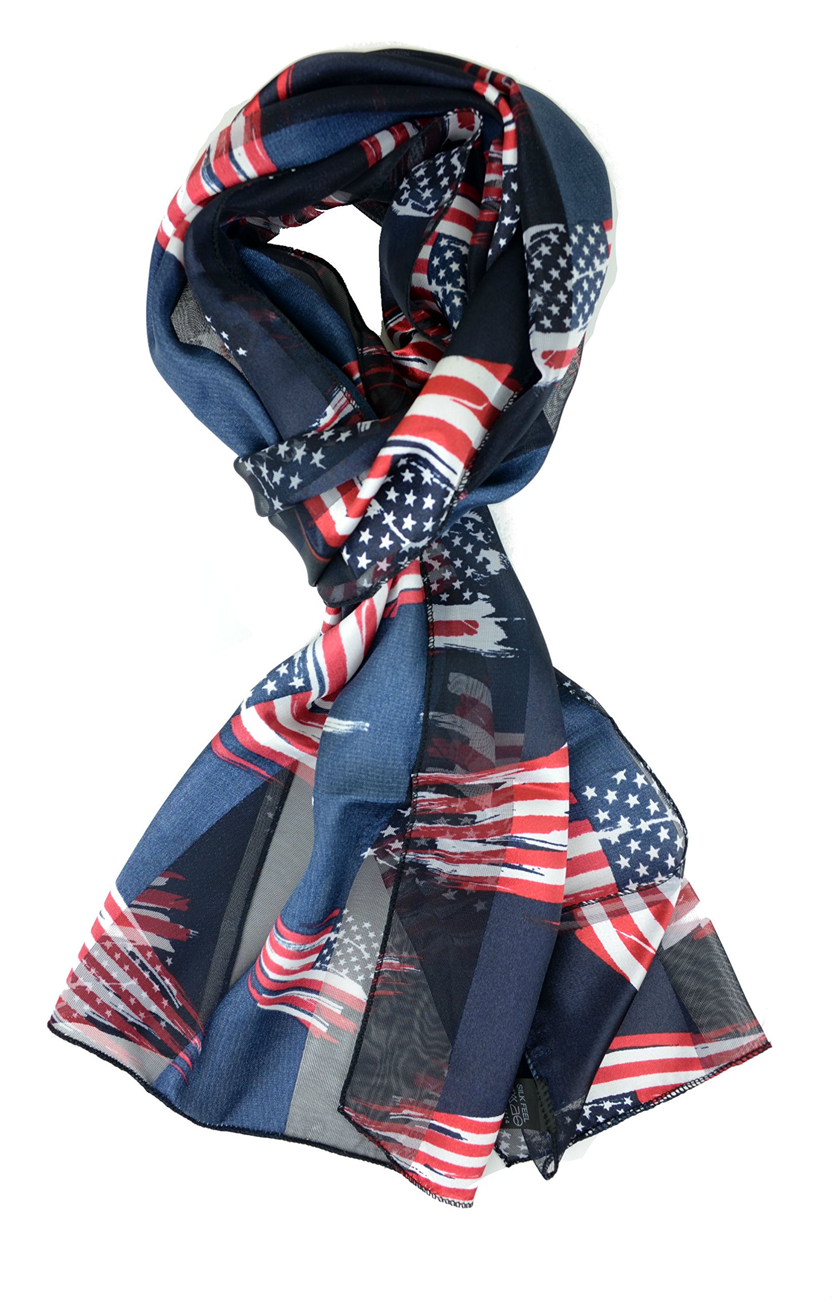 USA Flag Scarf - Patriotic Red White & Blue American Scarf for Women & Men - Perfect for 4th of July, Veterans Day & Football Games
