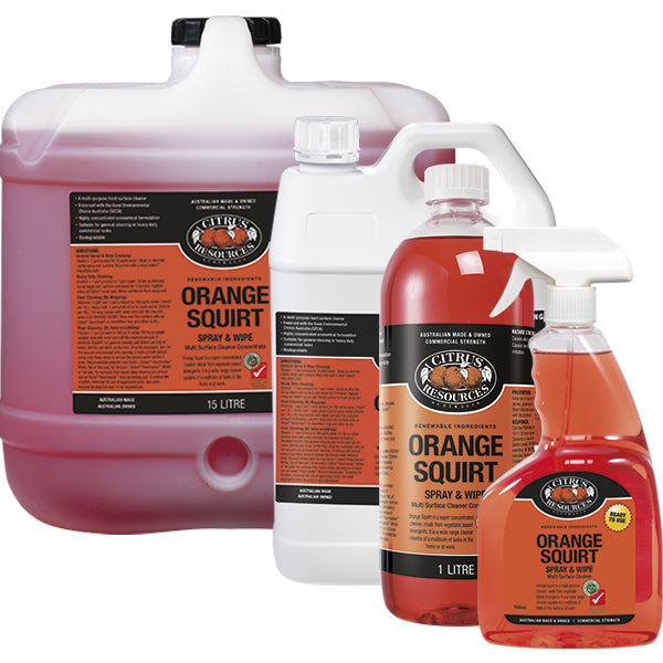 Citrus Resources Orange Squirt Spray and Wipe - All-Purpose Cleaner for Kitchen, Bathroom & Stain Removal - Natural Degreaser & Disinfectant for Home, Office & Commercial Use