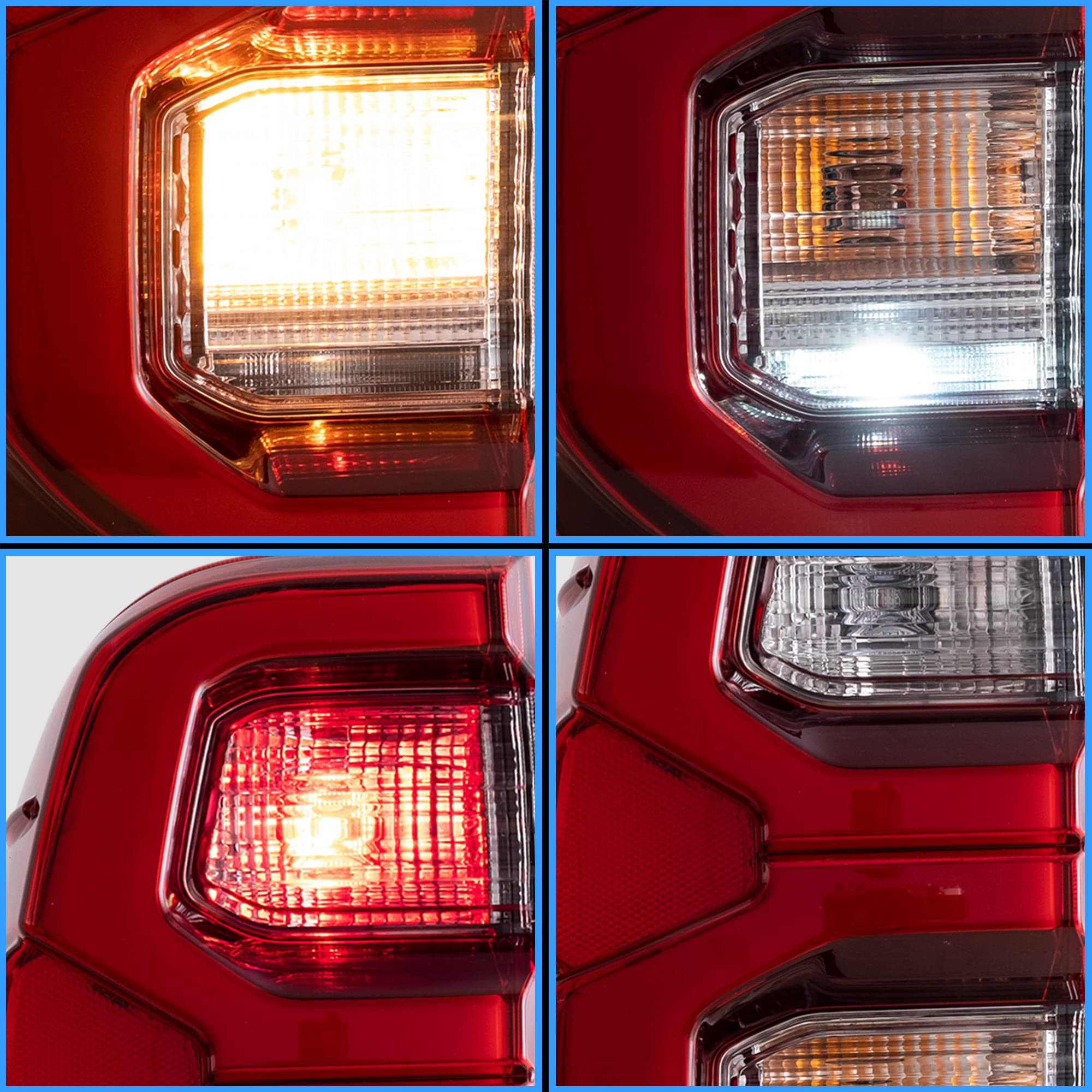 VLAND LED Tail Lights for Toyota Hilux 2015-2020 Revo Pickup Truck - Dynamic Animation Running Lights, Red Rear Lamp Assembly (Passenger & Driver Sides, LHD) - Perfect for Night Driving & Custom Car Upgrades