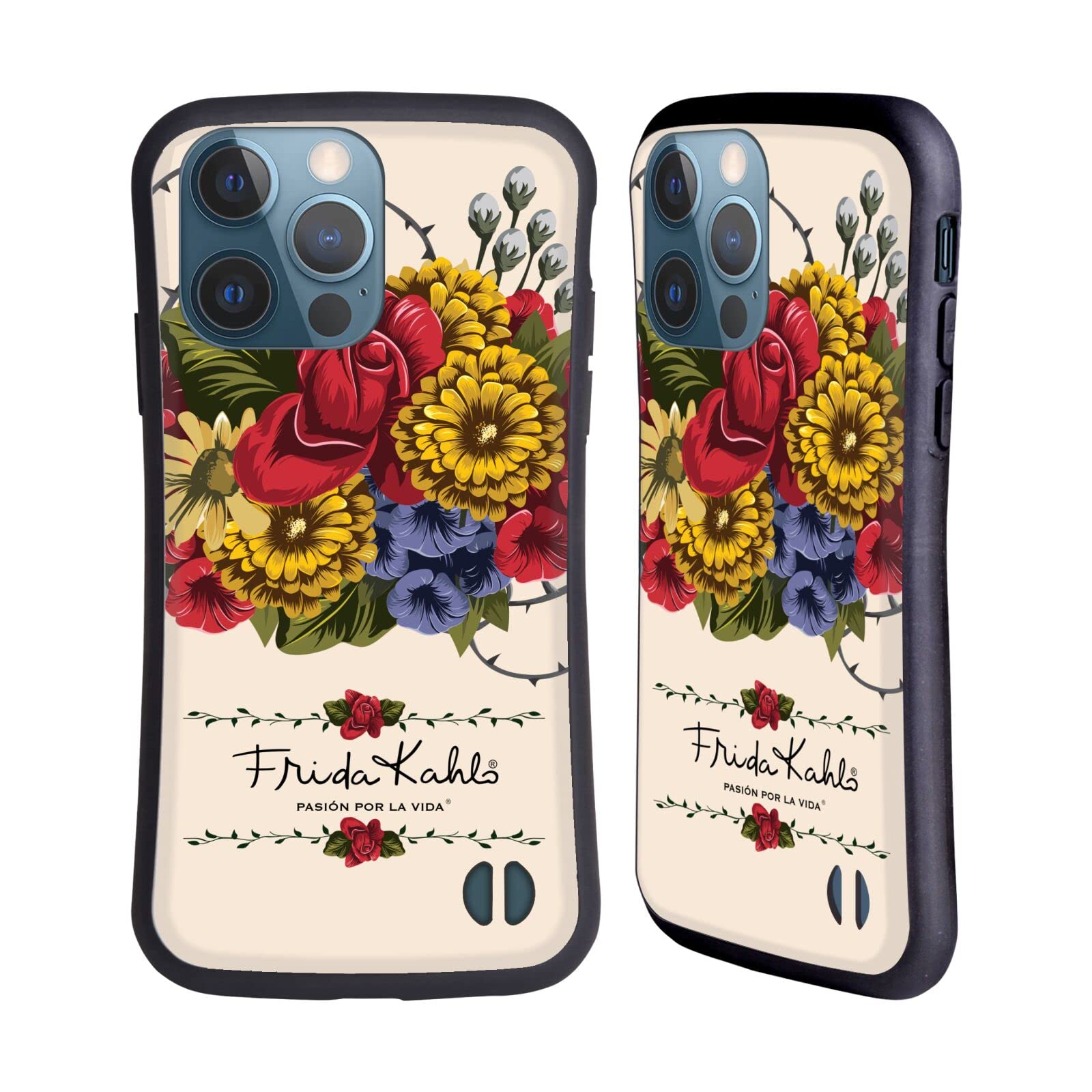 Officially Licensed Frida Kahlo Vine Red Florals Hybrid Case for Apple iPhone 13 Pro - Artistic Phone Cover with Unique Design, Perfect for Art Lovers and Fashion Enthusiasts