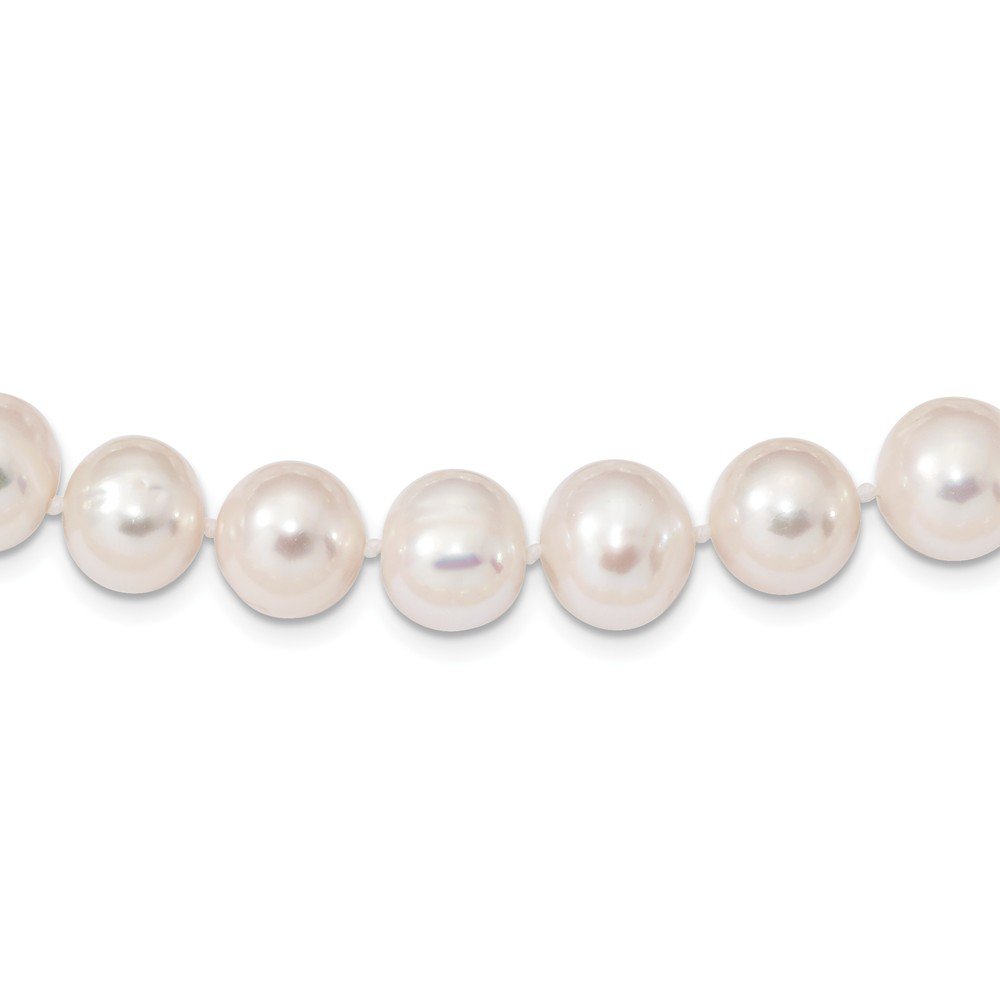 925 Sterling Silver 10-11mm White Freshwater Cultured Pearl Necklace 20
