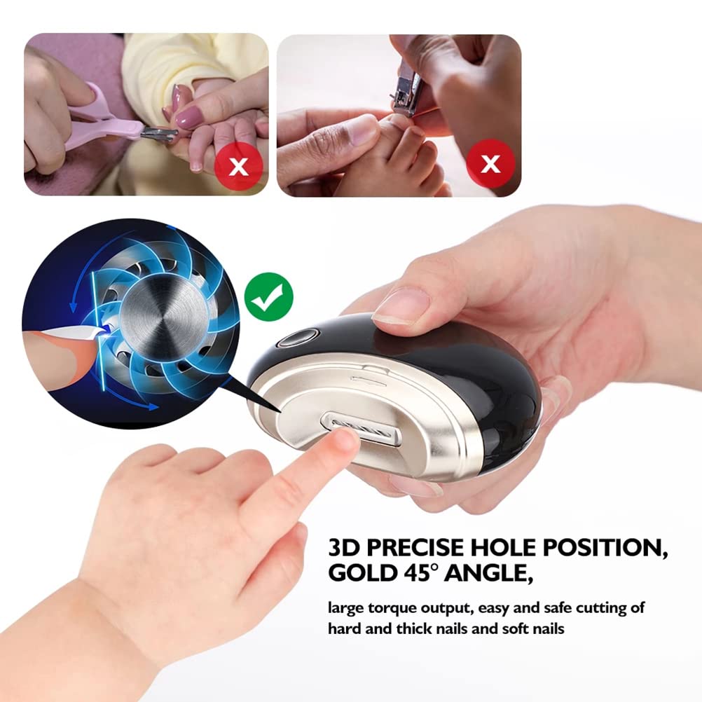 HWGING Electric Nail Clippers - Automatic Rechargeable Nail Trimmer & File for Kids, Adults & Seniors - Safe & Easy Manicure Tool for Home, Travel & Nursing Care