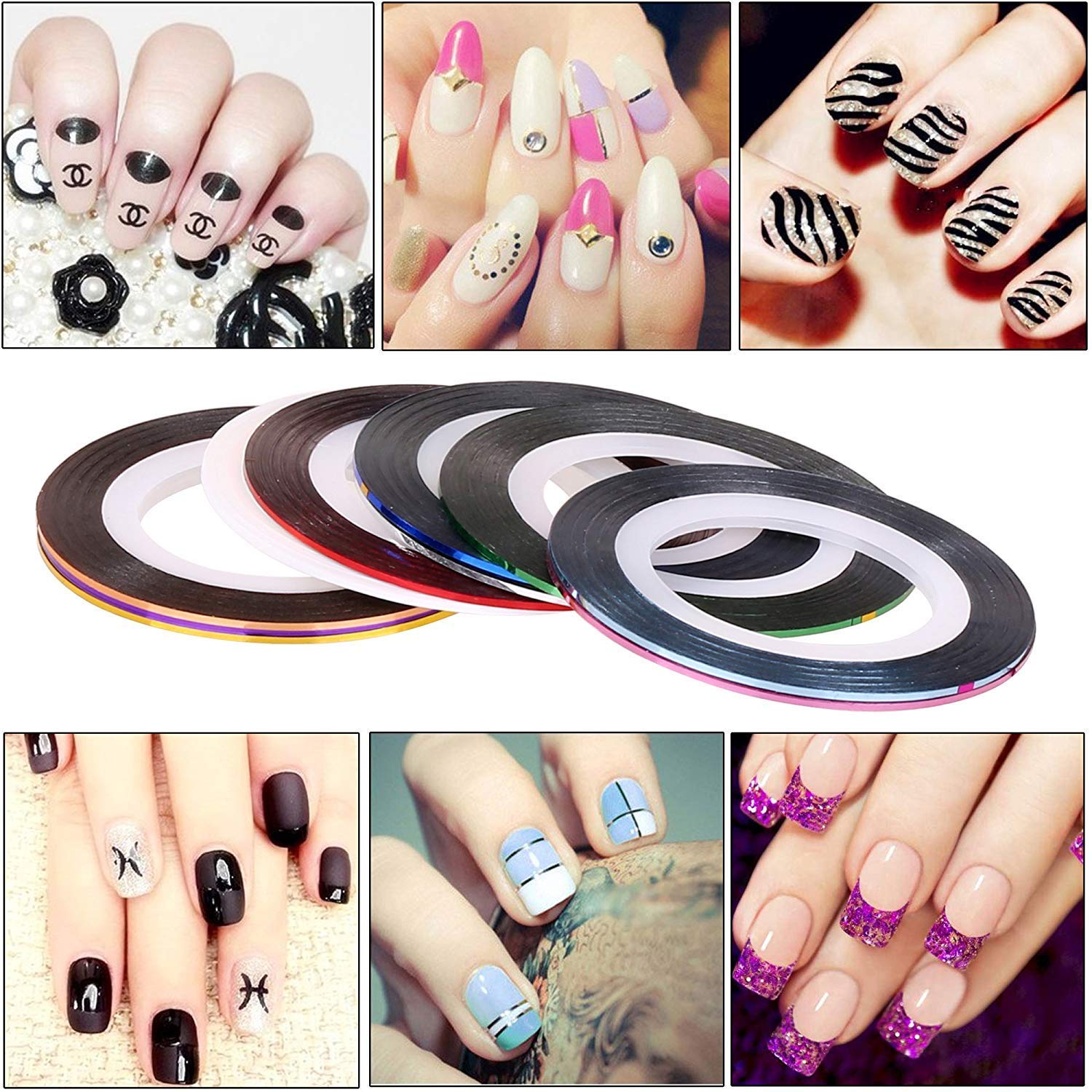 D.B.Z. ® 48-Piece Nail Art Kit with Multicolor Glitter, 100 Transparent Nails, 5 Nail Tapes, Practice Finger & Tools – Perfect for DIY Manicures, Salon Use & Nail Art Beginners