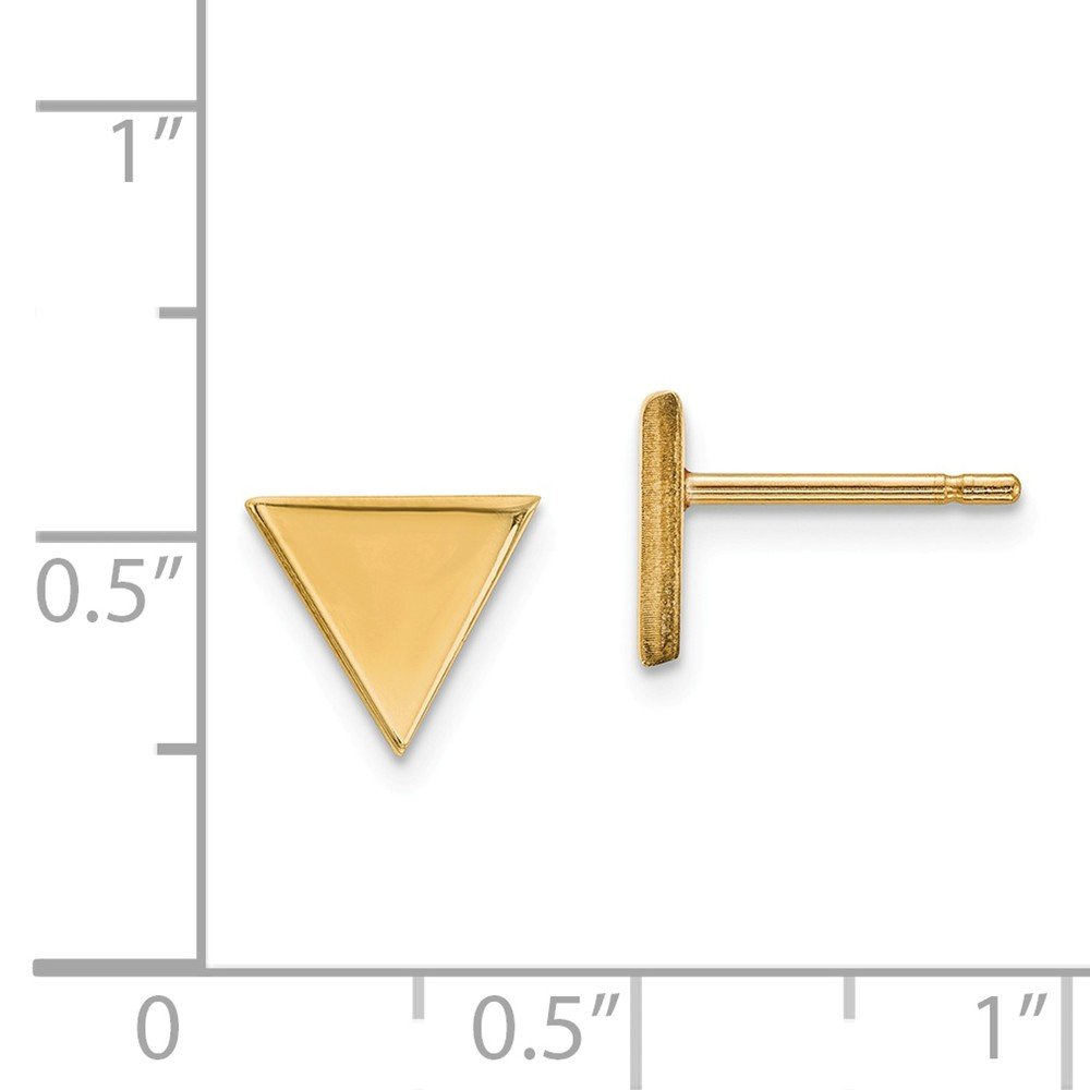 14K Solid Yellow Gold Triangle Post Stud Earrings for Women - 8mm Minimalist Geometric Studs for Everyday Wear, Gifts & Special Occasions