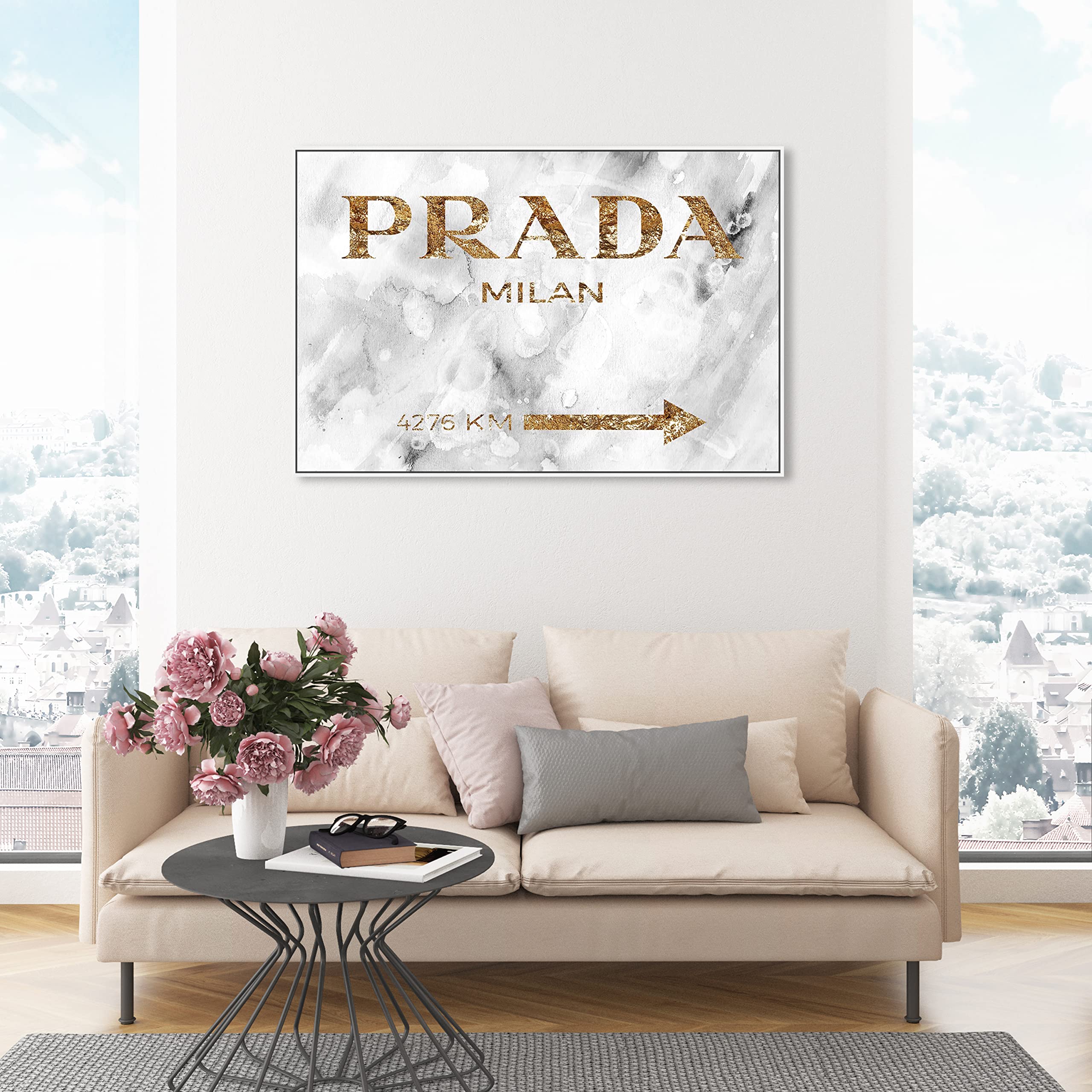 Oliver Gal Artist Co. Contemporary 30x45 Inch Milan Gold Framed Canvas Wall Art - Elegant Home Decor for Living Room, Bedroom & Office