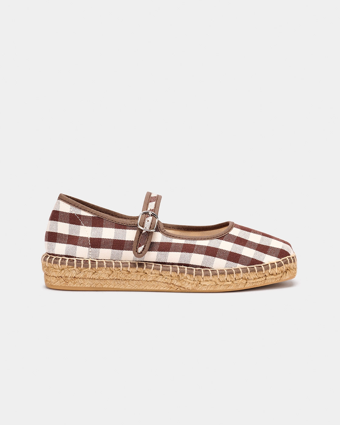 Naguisa Peonia Brown Check Espadrilles - Comfortable Women's Casual Shoes for Summer, Beach, and Outdoor Walking