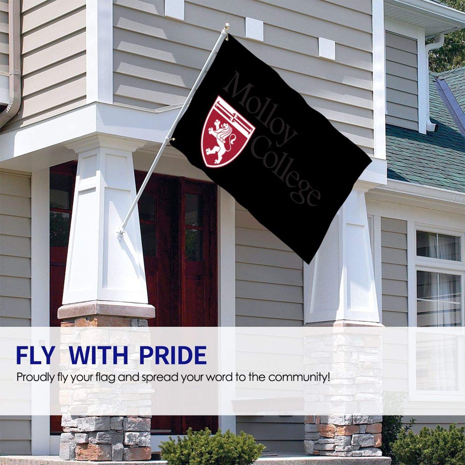 Molloy College Logo 3x5 Feet Outdoor Flag - UV Fade Resistant, Durable Polyester for Porch, Garden, Holiday & Christmas Decoration - Perfect for College Pride, Home Welcome & New Year Celebrations