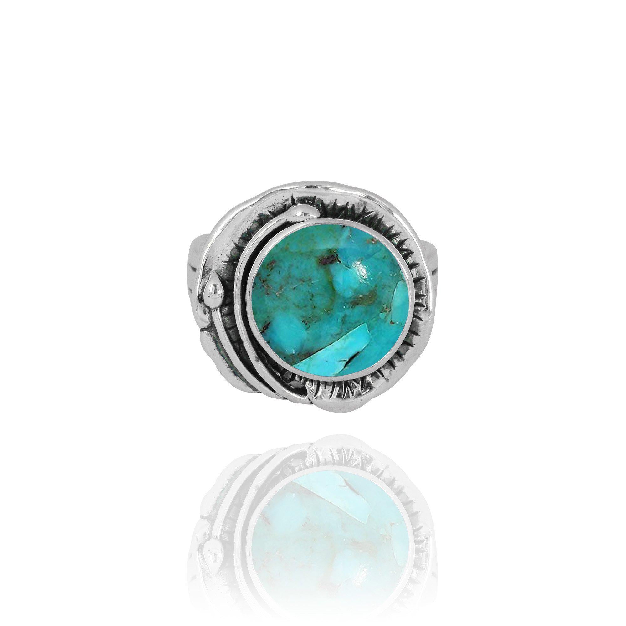Stunning Compressed Turquoise Cocktail Ring for Women – Perfect for Parties, Weddings & Evening Events | Handmade Statement Jewelry