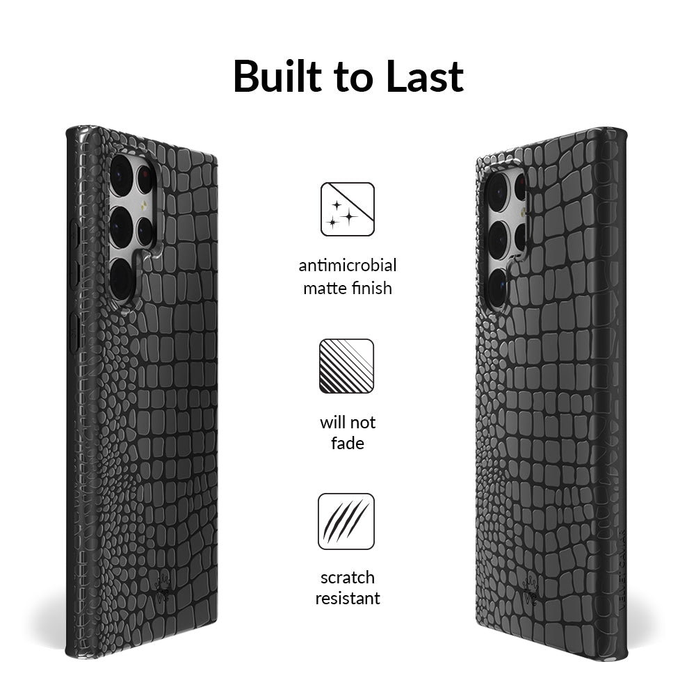 Samsung Galaxy Phone Case - Durable Black Crocodile Pattern Cover for Samsung S21/S20/S10/Note 20 - Stylish & Protective Phone Case for Everyday Use, Work & Travel