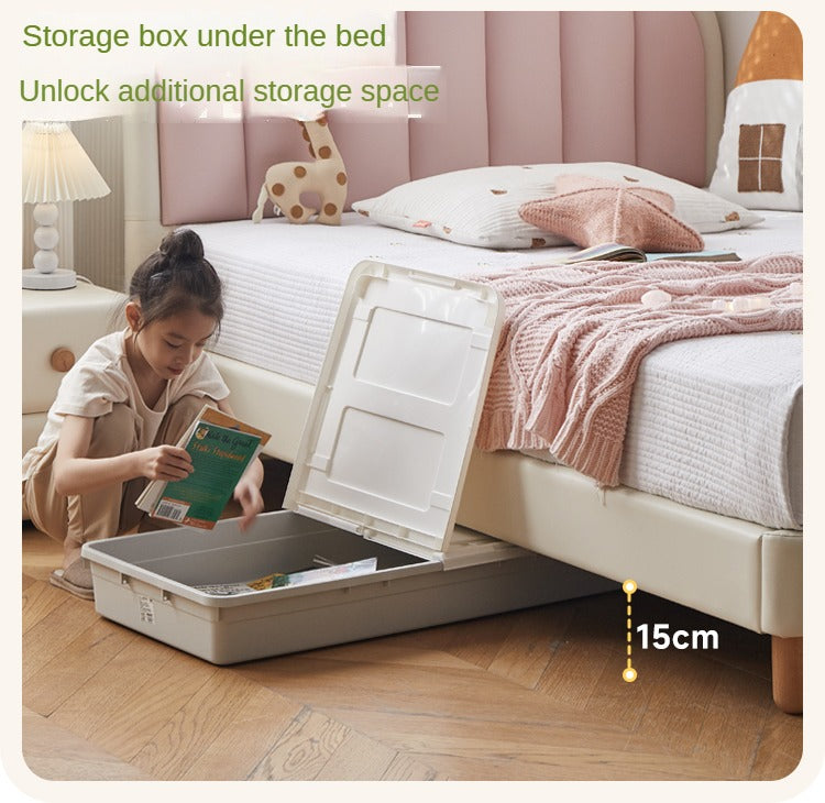 Organic Leather Kids Cream-Colored Soft Bed - Cozy & Stylish Nursery Essential for Toddlers & Infants | Perfect for Bedrooms, Daycare & Playrooms