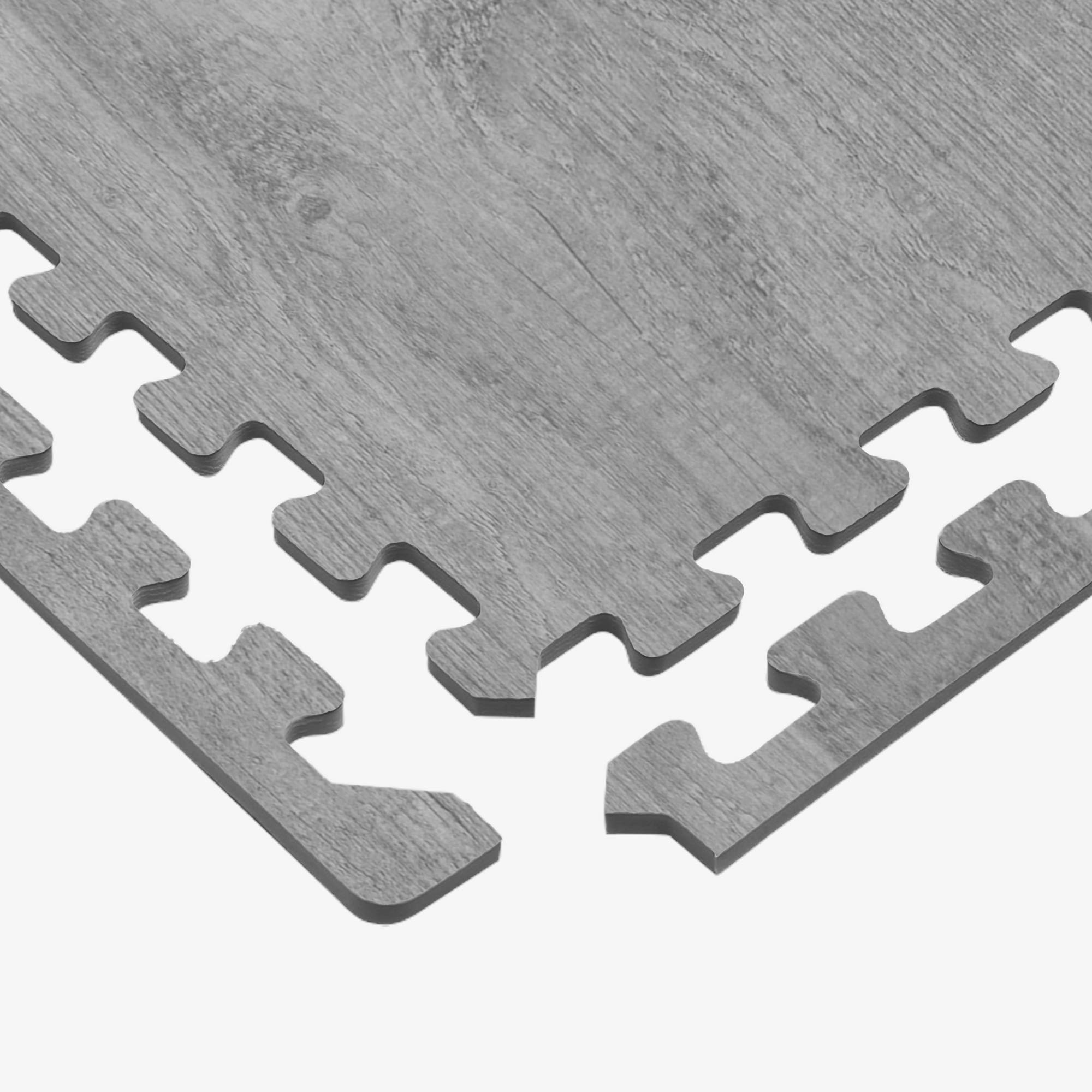 Premium Wood Grain Interlocking Foam Floor Mats - 3/8 Inch Thick Printed Foam Tiles for Anti-Fatigue Flooring - Stylish Farmhouse Flooring Solution for Home Gym, Playroom & Nursery