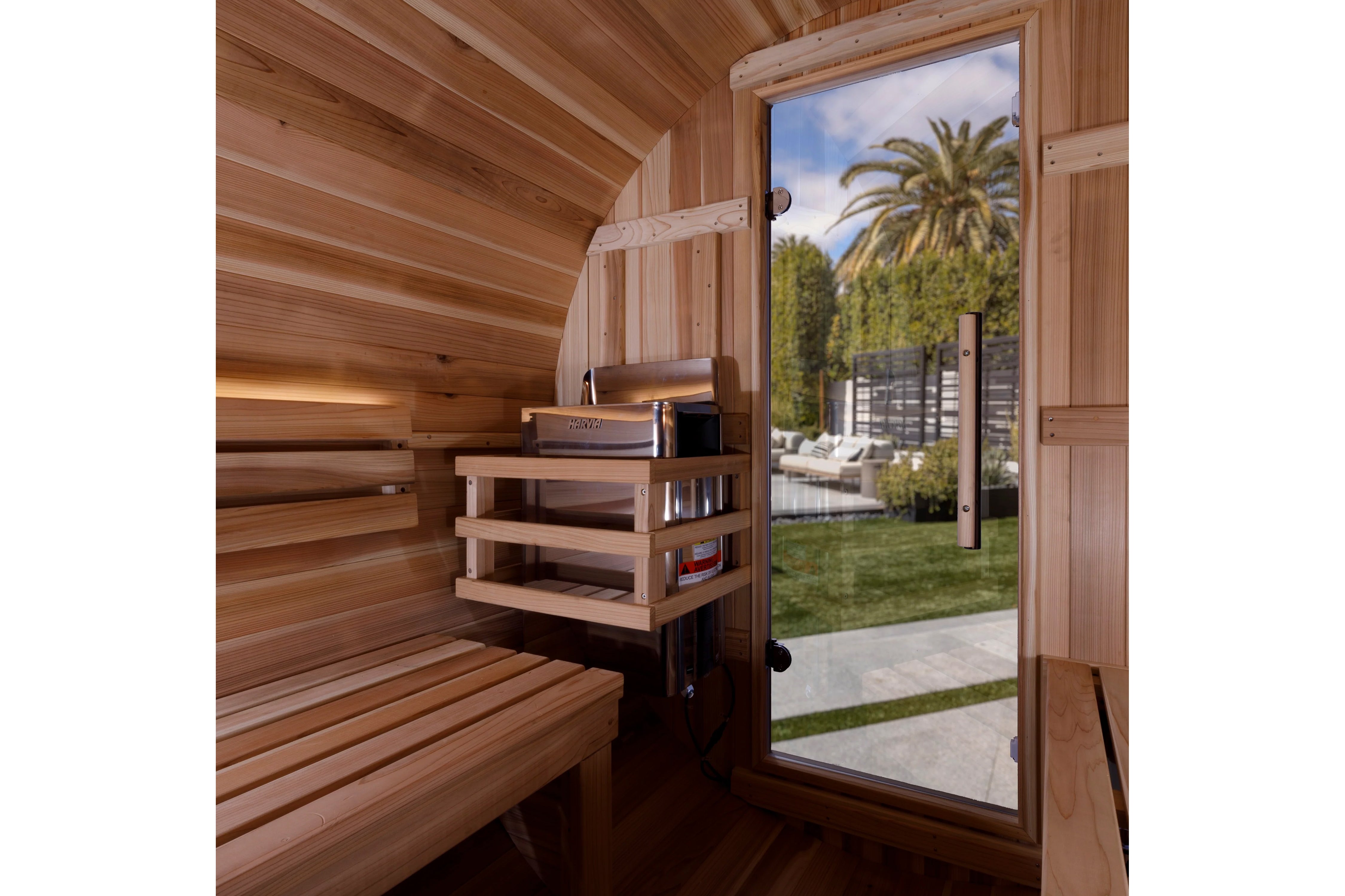 Golden Designs Zurich 4-Person Barrel Sauna with Bronze Privacy Glass - Traditional Wooden Home Sauna for Relaxation & Detox - Perfect for Backyard, Spa & Wellness Retreats