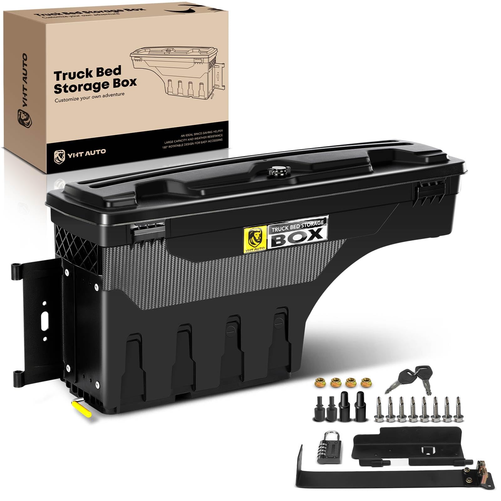 Lockable Truck Bed Tool Box for 1999-2016 Ford F-250 & F-350 Super Duty | Driver Side | Waterproof Swing Toolbox | Wheel Well Storage | Perfect for Road Trips & Work Site Organization