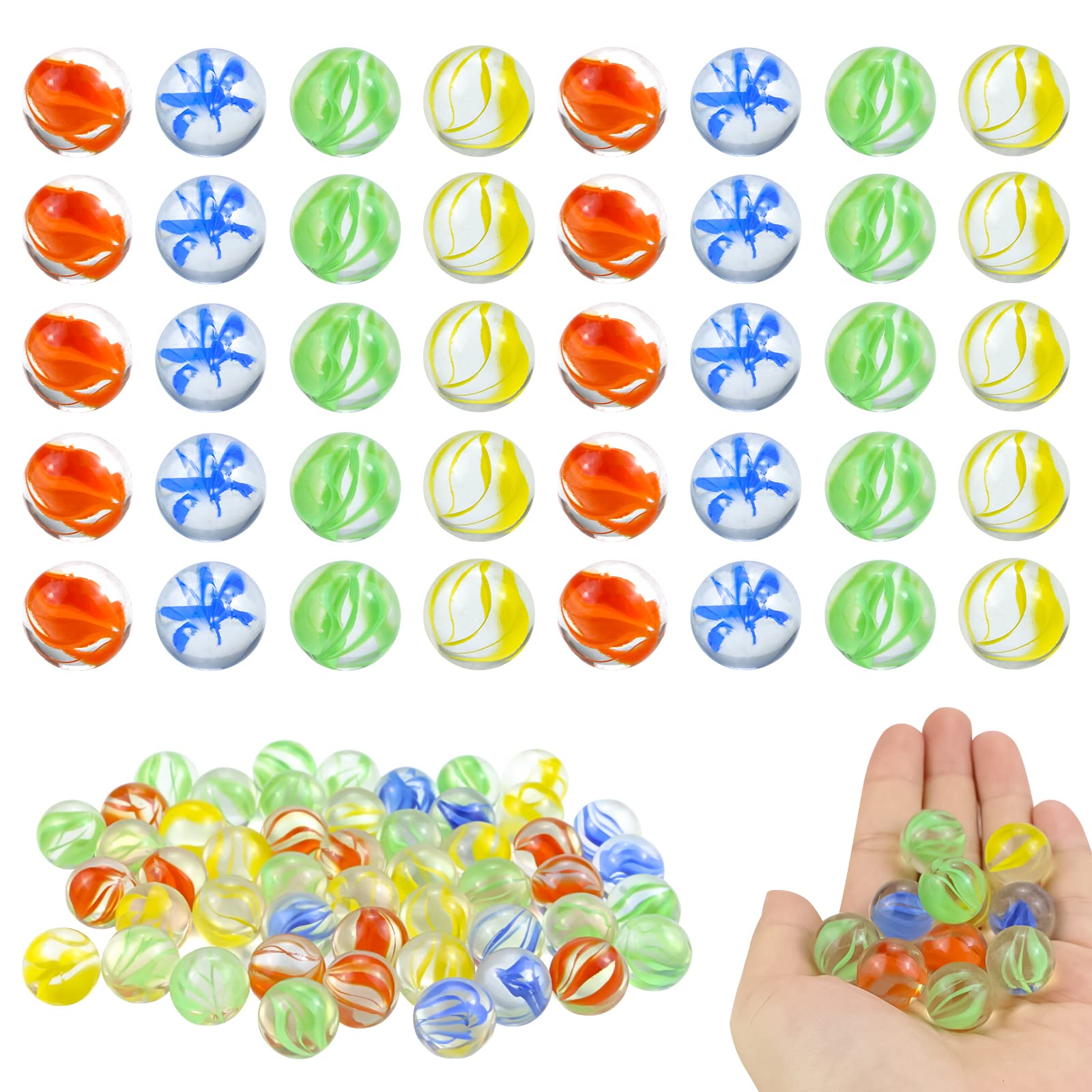 WYOMER 300 Pcs Glass Marbles - Assorted Color Cat Eye Round Marbles for Kids Games, DIY Crafts & Home Decor - Perfect for Marble Runs, Board Games & Vase Fillers