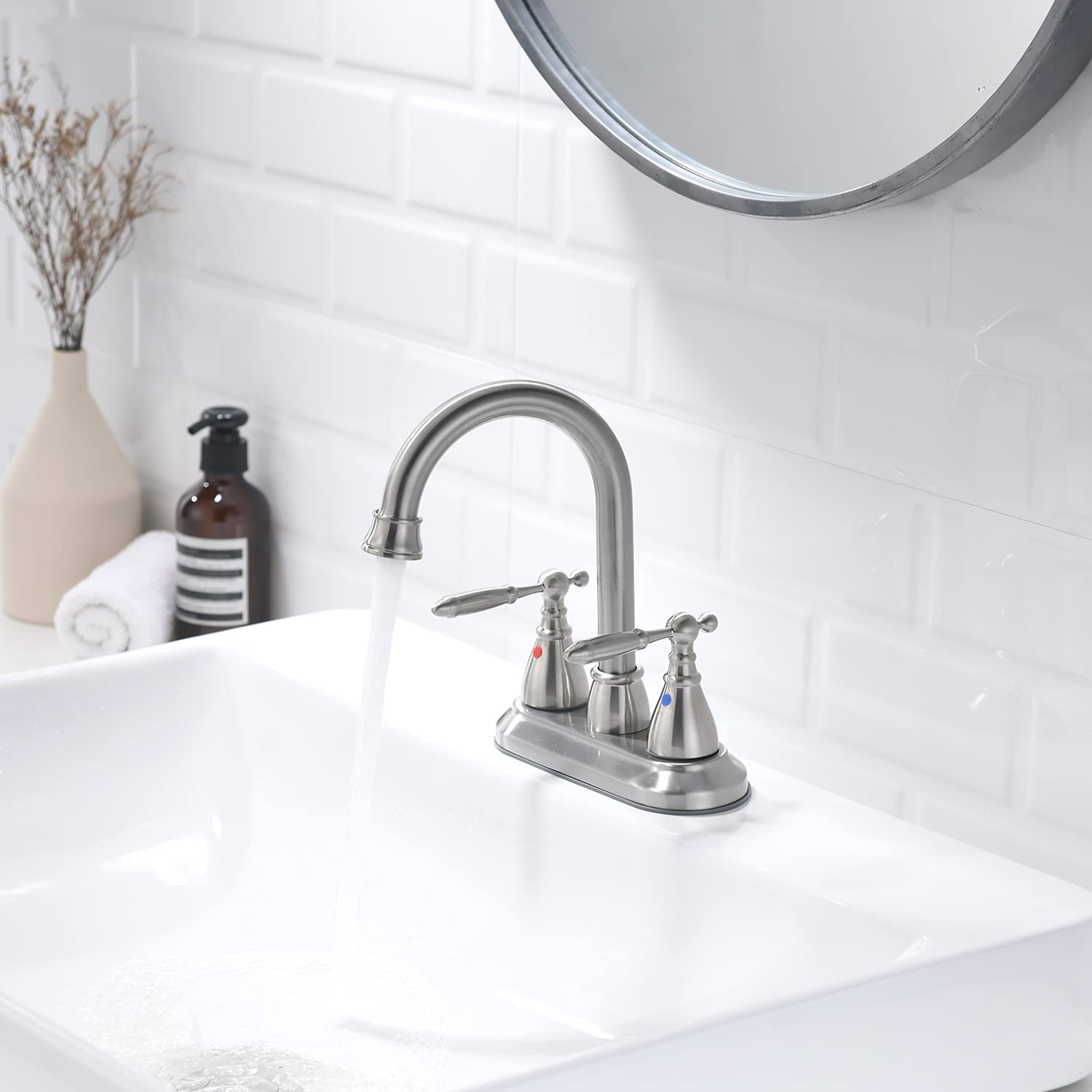 Brushed Nickel 3-Hole Bathroom Faucet with Pop-Up Drain - Perfect for RV & Laundry Sinks