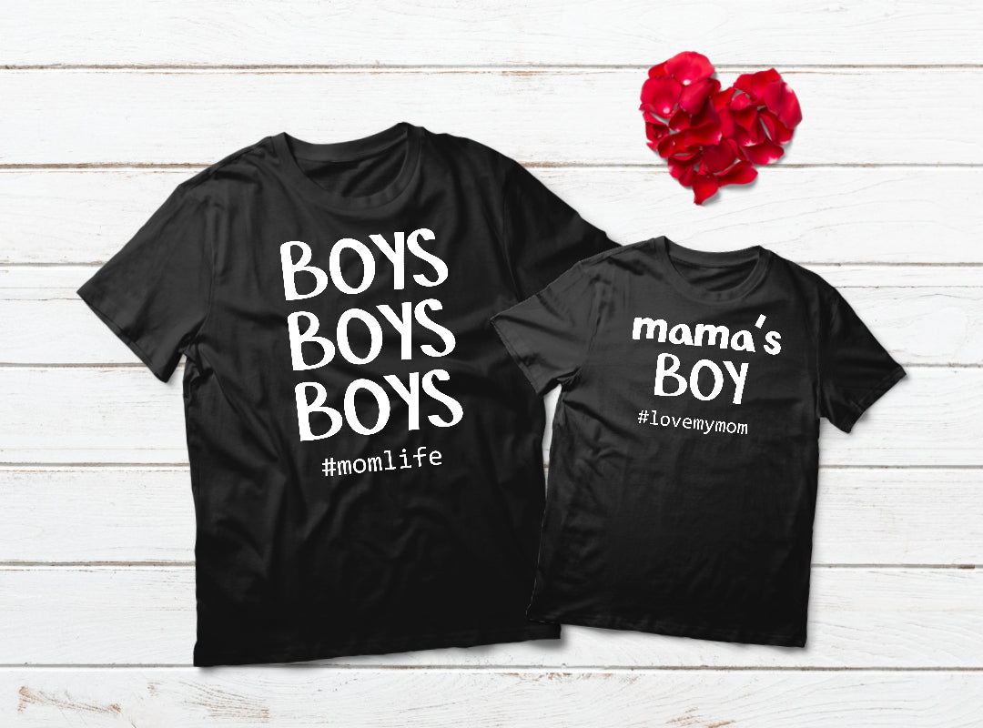 Mom and Son Matching Outfits - Cute Mama's Boy T-Shirts for Family Photos & Special Occasions