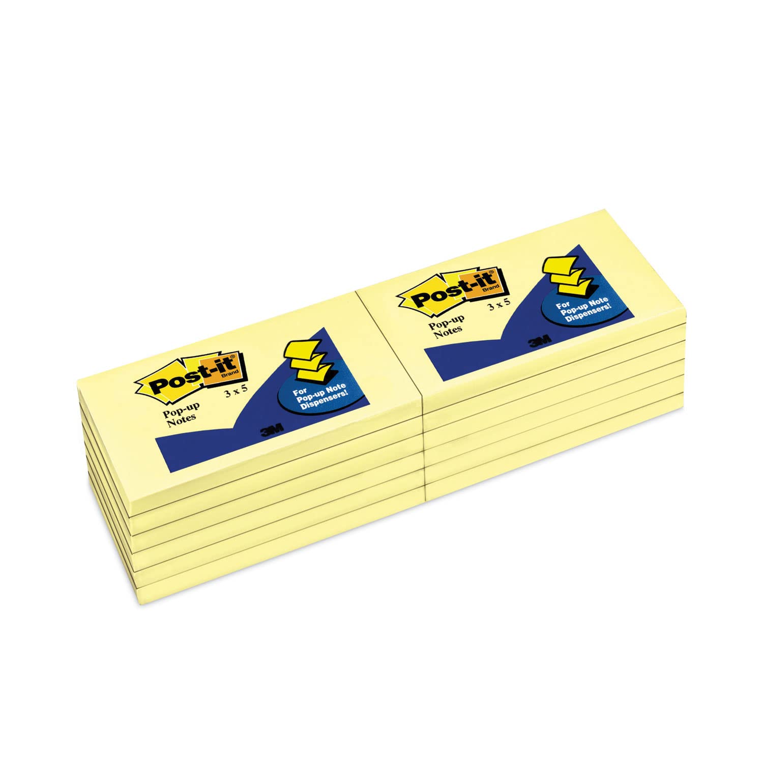 Post-it Pop-up Notes Original Canary Yellow Refill Pads, 3