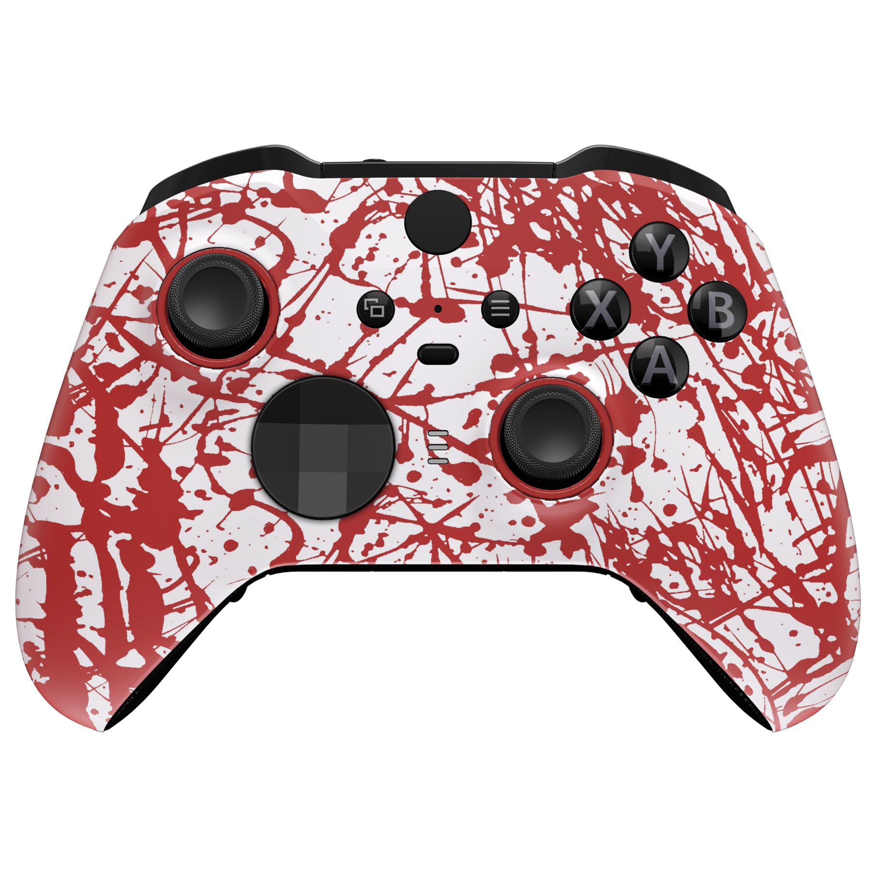 eXtremeRate Blood Patterned Faceplate Cover & Soft Touch Front Housing Shell Case Replacement Kit for Xbox One Elite Series 2 Controller (Model 1797 & Core) - Includes Thumbstick Accent Rings (ELS211) - Perfect for Gaming Enthusiasts & Custom Controller Builders