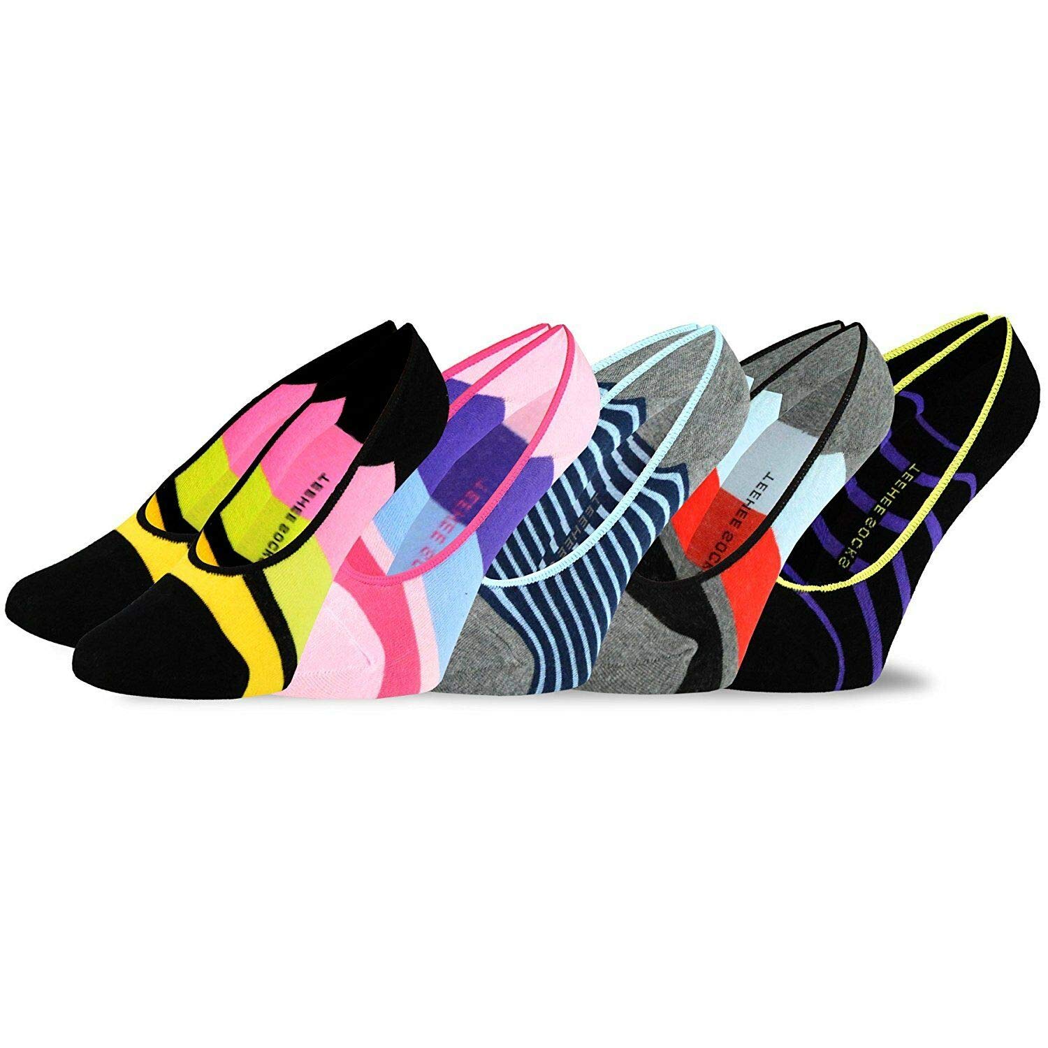 Women's Novelty Cotton Liner Socks - Non-Slip Striped Footies (2-Pair Pack) | Perfect for Sneakers, Boots & Casual Wear