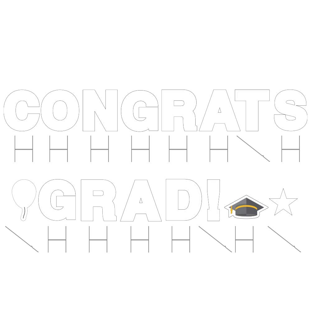 Vispronet 18in Tall Weather-Resistant Graduation Yard Sign with Steel Stakes - White High School & College Graduation Decor for Outdoor Lawn Party Celebration