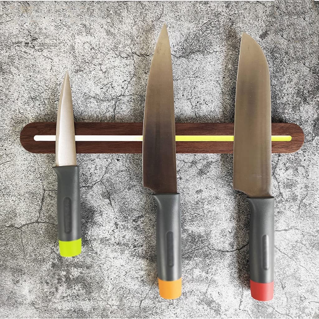 Premium Magnetic Knife Holder - Solid Beech Wood Wall Mounted Knife Storage with Strong Magnets - No Punch Required - Universal Kitchen Utensil Organizer for Chefs & Home Cooks - Perfect for Countertop or Wall Space Saving in Modern Kitchens