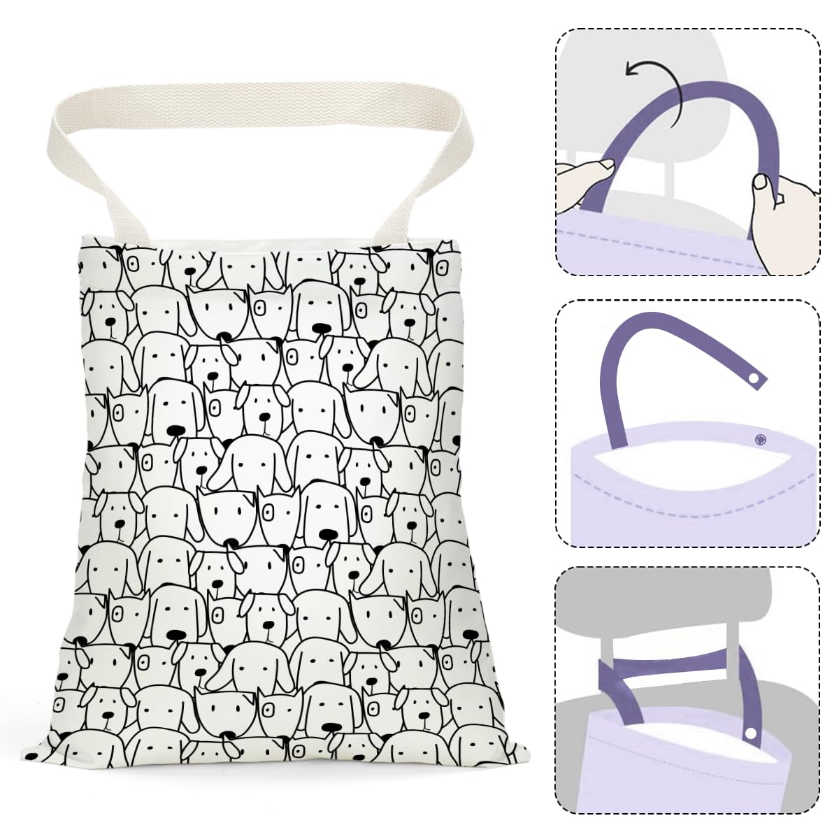 Waterproof Hanging Car Trash Bag - Back Seat Organizer & Vehicle Garbage Can for Travel, Camping, Outdoor | Car Accessories with Animal Print Decor (Dog, Cow, Leopard) - Perfect for Road Trips, Family Vacations & Pet Owners