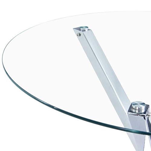 90x75cm Round Glass Dining Table - Transparent Tempered Glass with Cross Base Design - Modern & Durable (Table Only) - Fast 3-7 Day Delivery - Perfect for Small Spaces, Breakfast Nooks & Contemporary Dining Rooms
