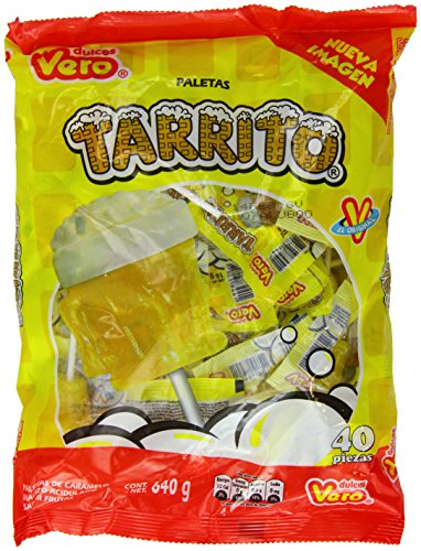 Vero Mexican Candy Tarrito Fruit Flavored Lollipops - 40 Count Assorted Flavors - Perfect for Parties, Halloween Treats & Pinata Fillers