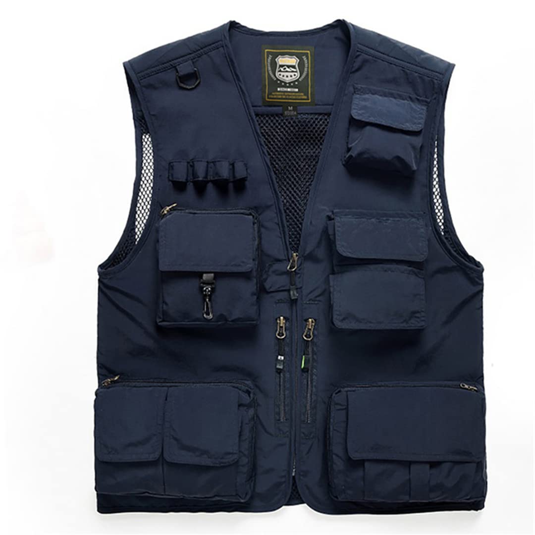**Men's Breathable Mesh Fishing Vest with Multiple Pockets - Lightweight Outdoor Gear for Fishing, Hunting & Hiking - Black 4XL - Ideal for Anglers & Outdoor Enthusiasts**