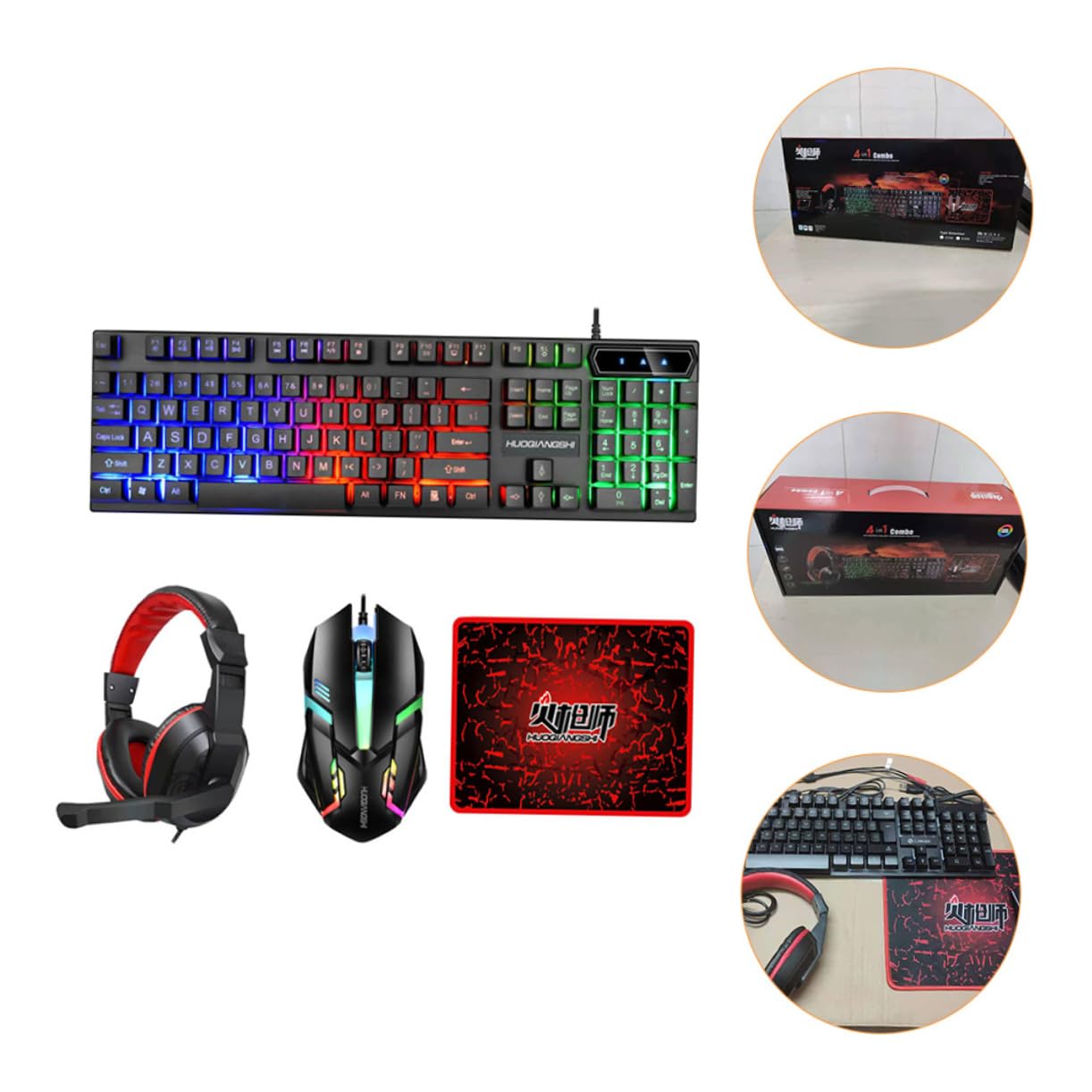 HOMSFOU 104 Key Mechanical Keyboard and Mouse Combo Set - 4-in-1 Gaming Keyboard Mouse Bundle with RGB Backlit for PC, Laptop, Office, and Gaming (Black) | Perfect for Typing, Work, and Esports