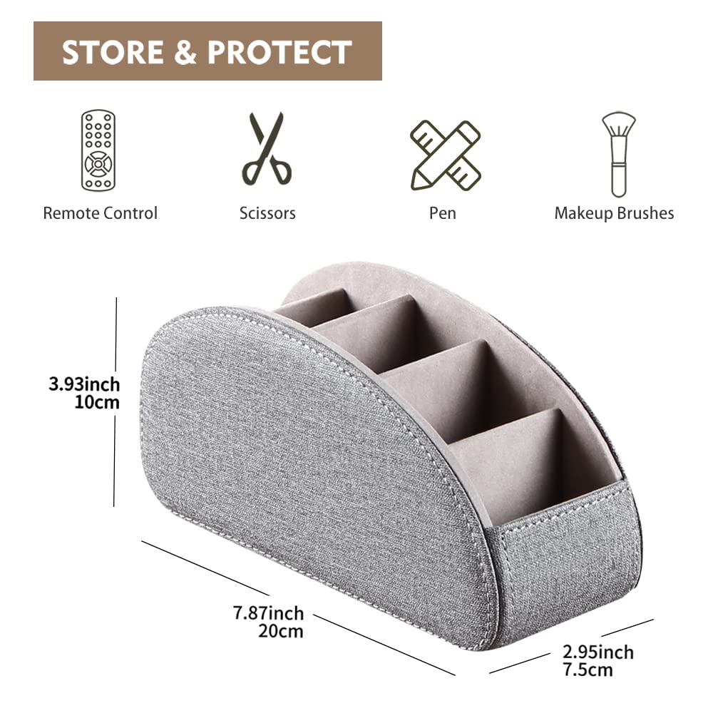 Fanousy PU Leather TV Remote Control Holder with 5 Compartments - Nightstand Organizer for Bedside, Desk & Table - Perfect for Living Room, Bedroom & Office Organization