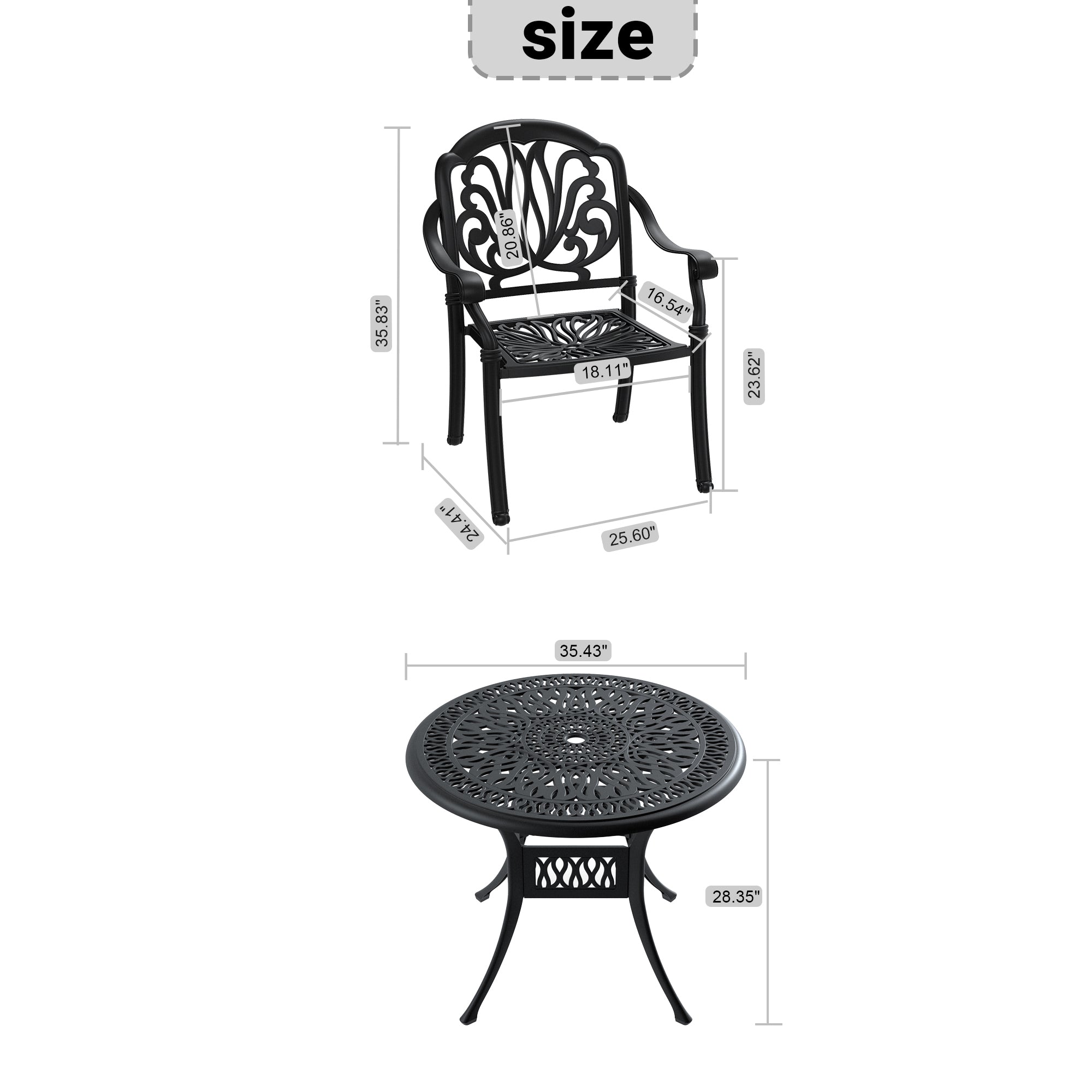 5-Piece Cast Aluminum Patio Furniture Set with Cushions (Random Colors) - Durable Outdoor Seating for Garden, Poolside & Backyard Relaxation