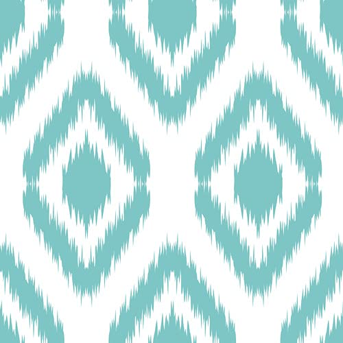 PinPix 34x24 Inch Cork Bulletin Board with Ikat Aqua Design & Satin White Frame - Decorative Framed Pin Board for Home, Office, School & Dorm Room Organization - Perfect for Notes, Photos, Memos & Wall Decor