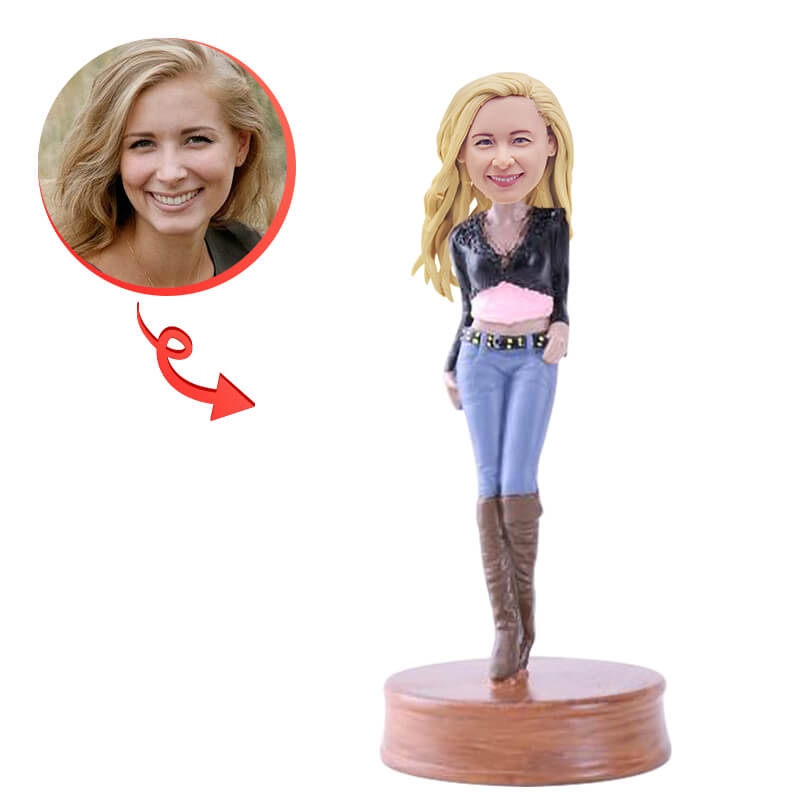 Custom Personalized Female Bobblehead - Unique Party & Going Out Gift for Women - Perfect for Birthdays, Bachelorette Parties & Office Decor