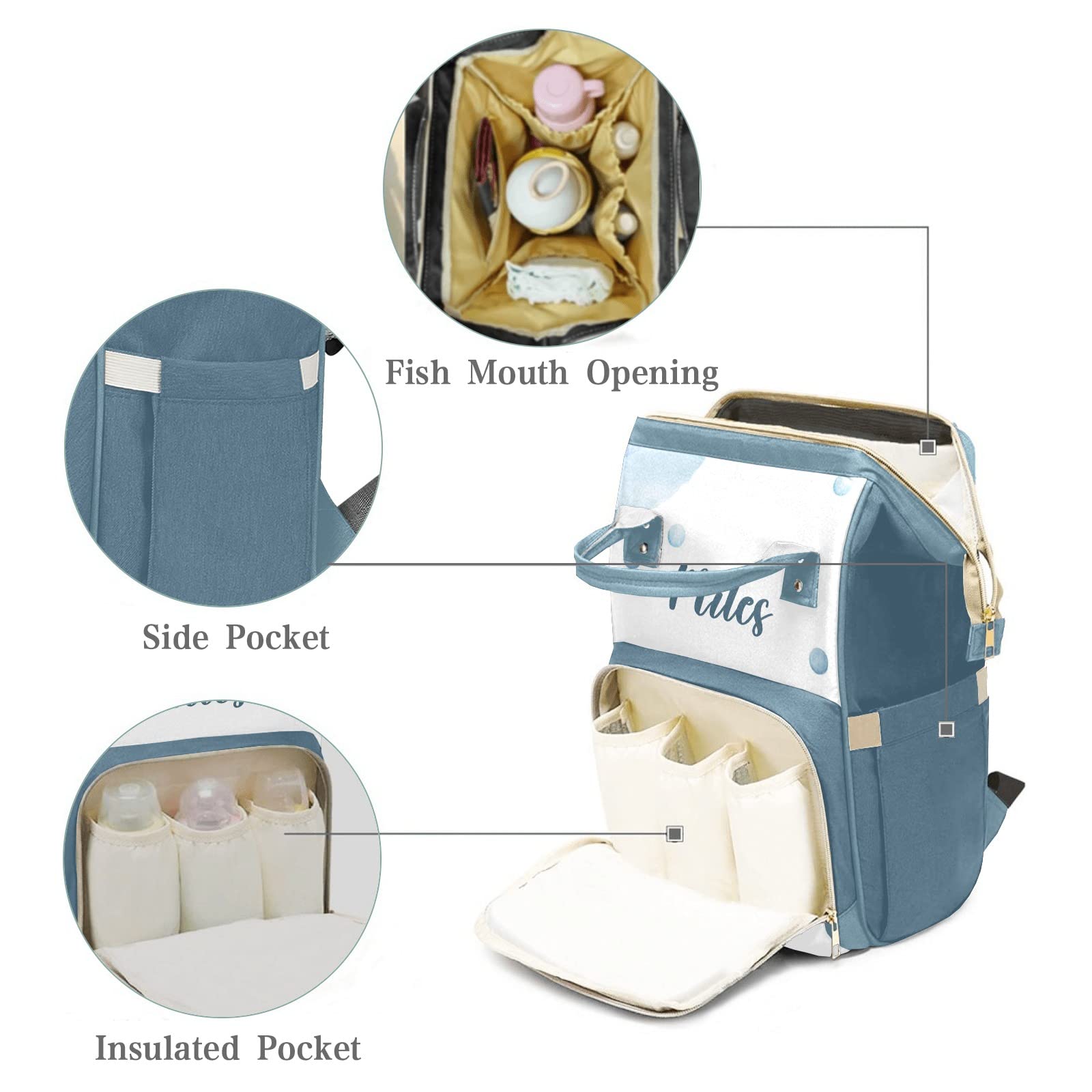 Custom Watercolor Shark Diaper Bag Backpack - Personalized Baby Shower Gift for Moms, Durable & Stylish Diaper Tote for Travel, Daycare & Outings