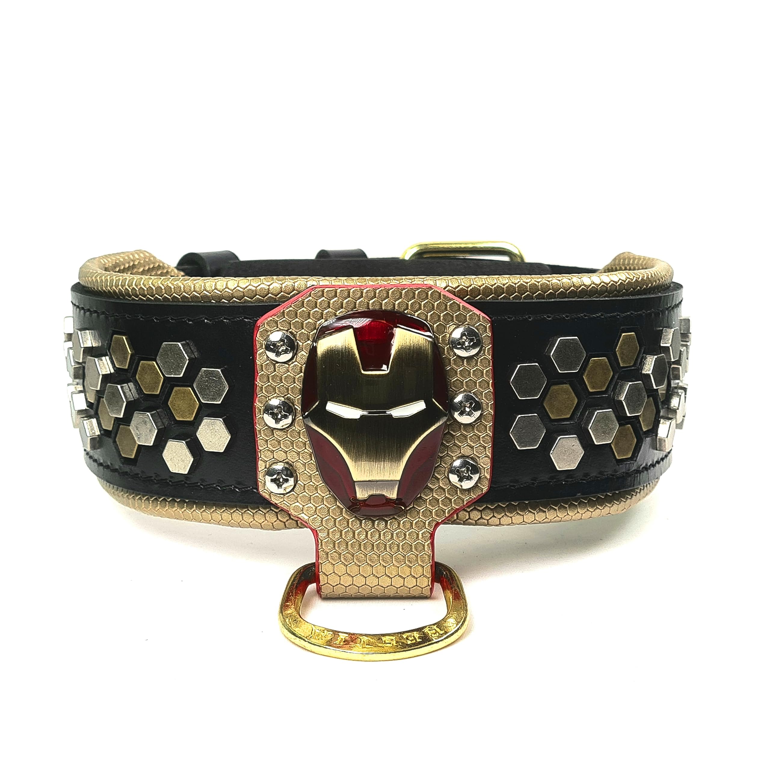 Iron Man Leather Dog Collar for Large Breeds - Durable & Stylish Pet Accessory for Superhero Fans - Perfect for Cosplay, Halloween & Daily Walks