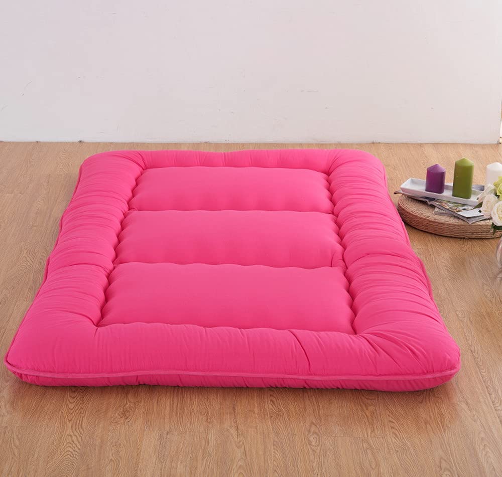 Japanese Futon Tatami Mat - Red Color Roll-Up Floor Sleeping Mattress for Adults, Full Size | Traditional Japanese Bed Mat for Small Spaces, Guest Rooms & Minimalist Home Decor