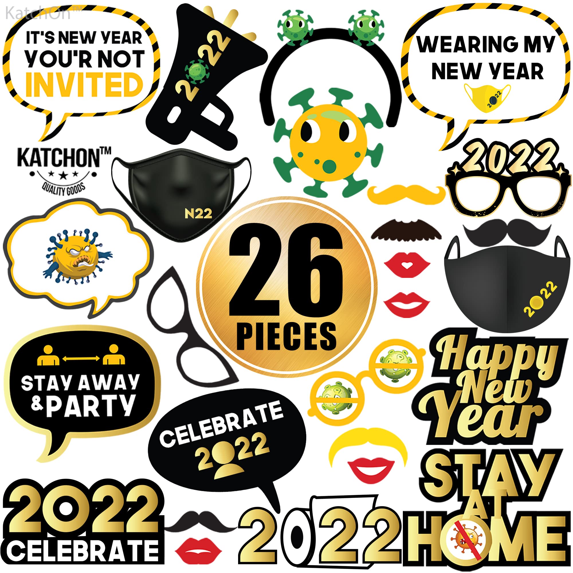 2023 New Year's Eve Photo Booth Props Kit - DIY Party Decorations for NYE Celebrations, Christmas, and Holiday Gatherings - Fun Backdrop Accessories for Family Photos & Social Media