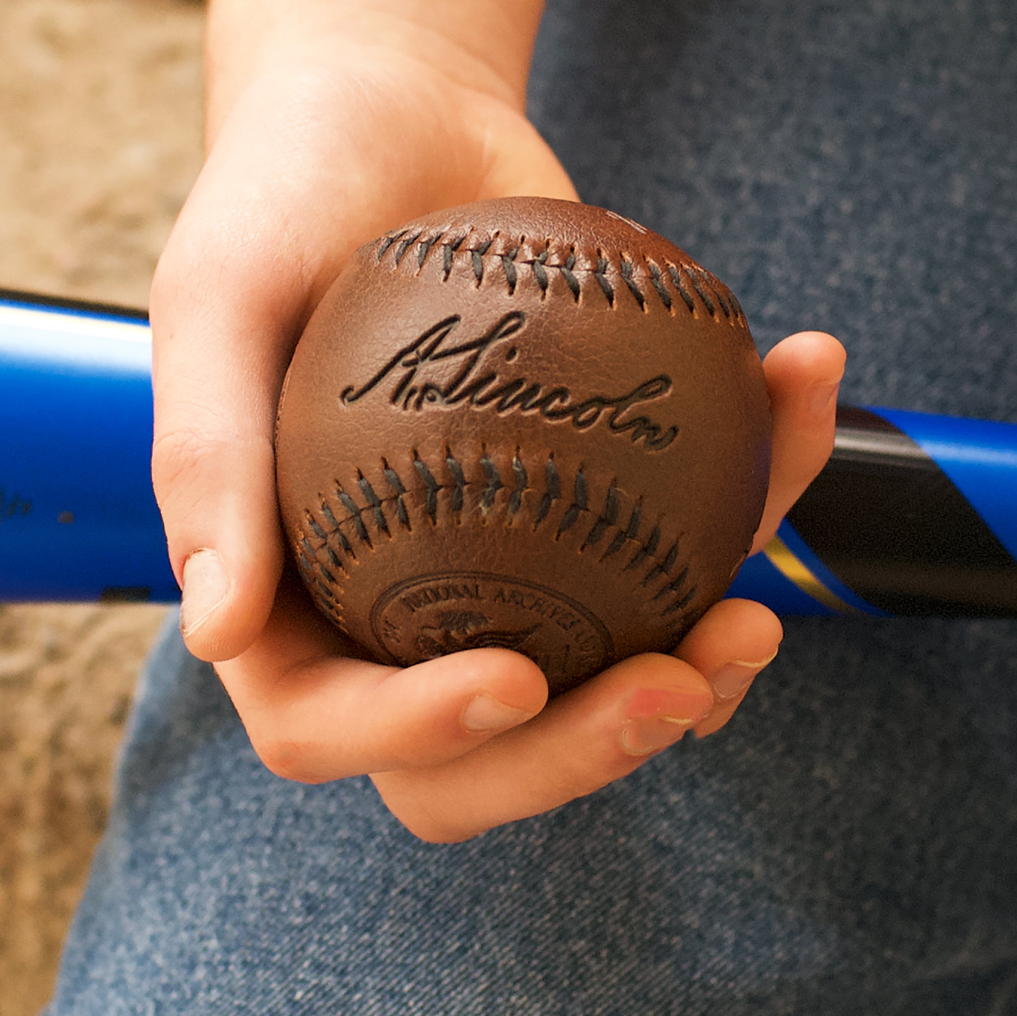 Authentic President Lincoln Signature Replica - National Archives Inspired Leather Baseball - Perfect for Collectors, History Enthusiasts & Baseball Fans - Display Case, Gift Idea, Home Decor
