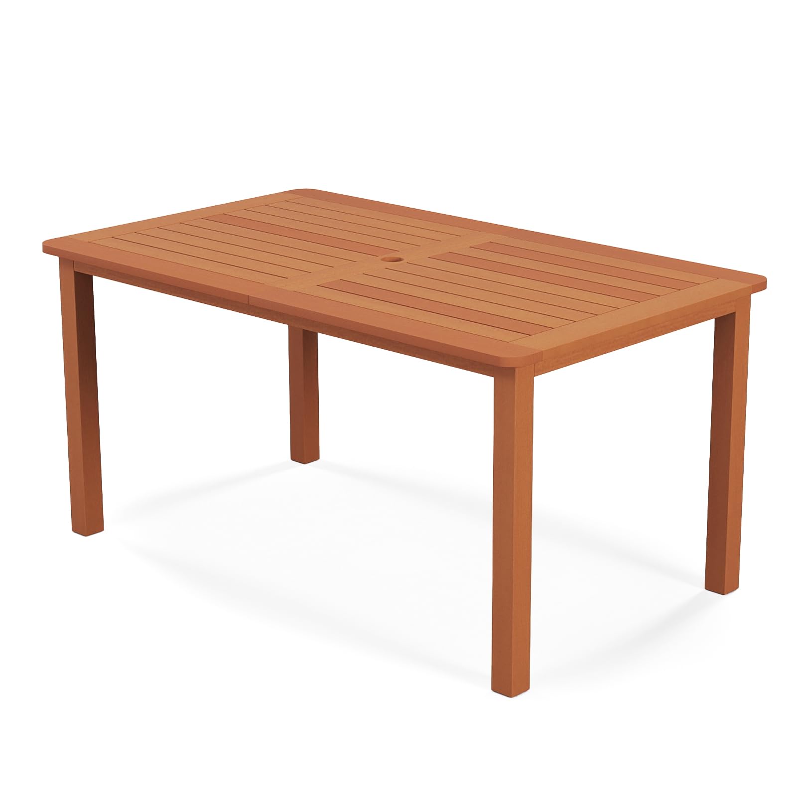 **Tangkula 6-Person Outdoor Dining Table with Umbrella Hole - Solid Wood Patio Table with Teak Oil Finish, Rectangle Garden Table for Yard, Porch, Deck & Indoor Use - Perfect for BBQs, Family Gatherings & Outdoor Entertaining**