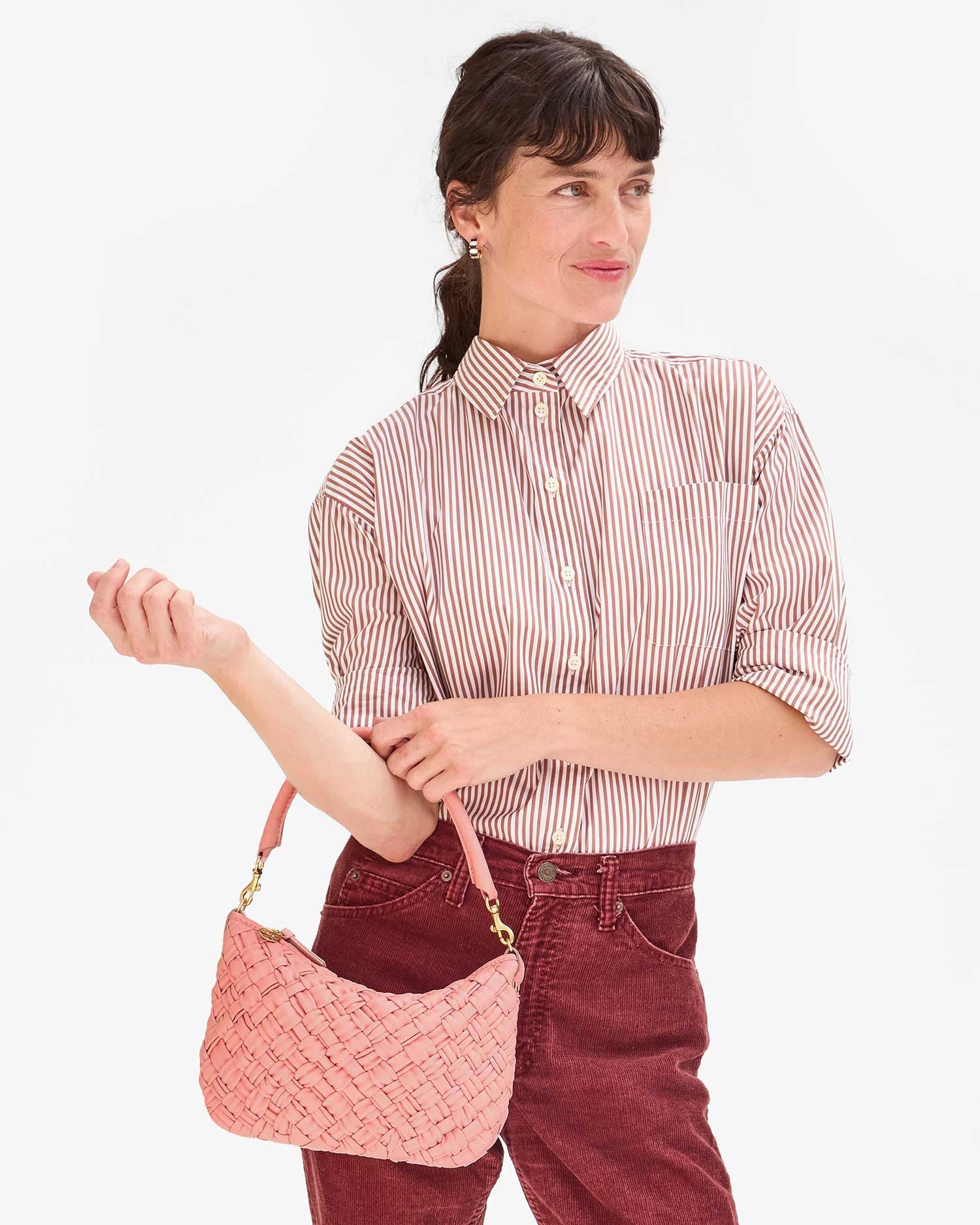 Petit Medium Messenger Bag in Blush Pink - Stylish Puffy Woven Crossbody Purse for Women, Perfect for Work, Travel and Everyday Use