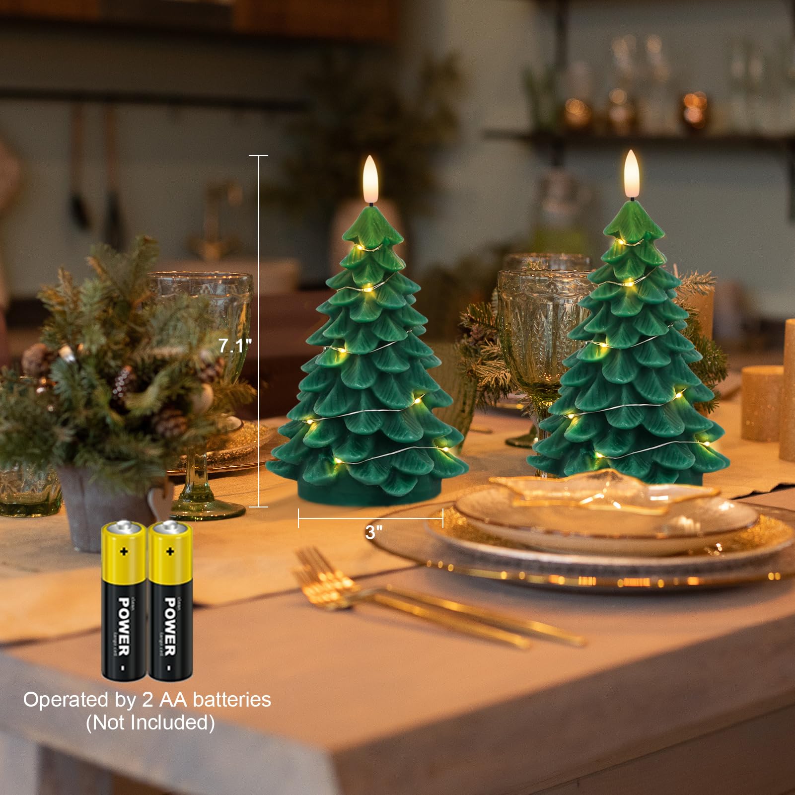 Remote Timer LED Flameless Christmas Candles - 2 Pack for Holiday Decor