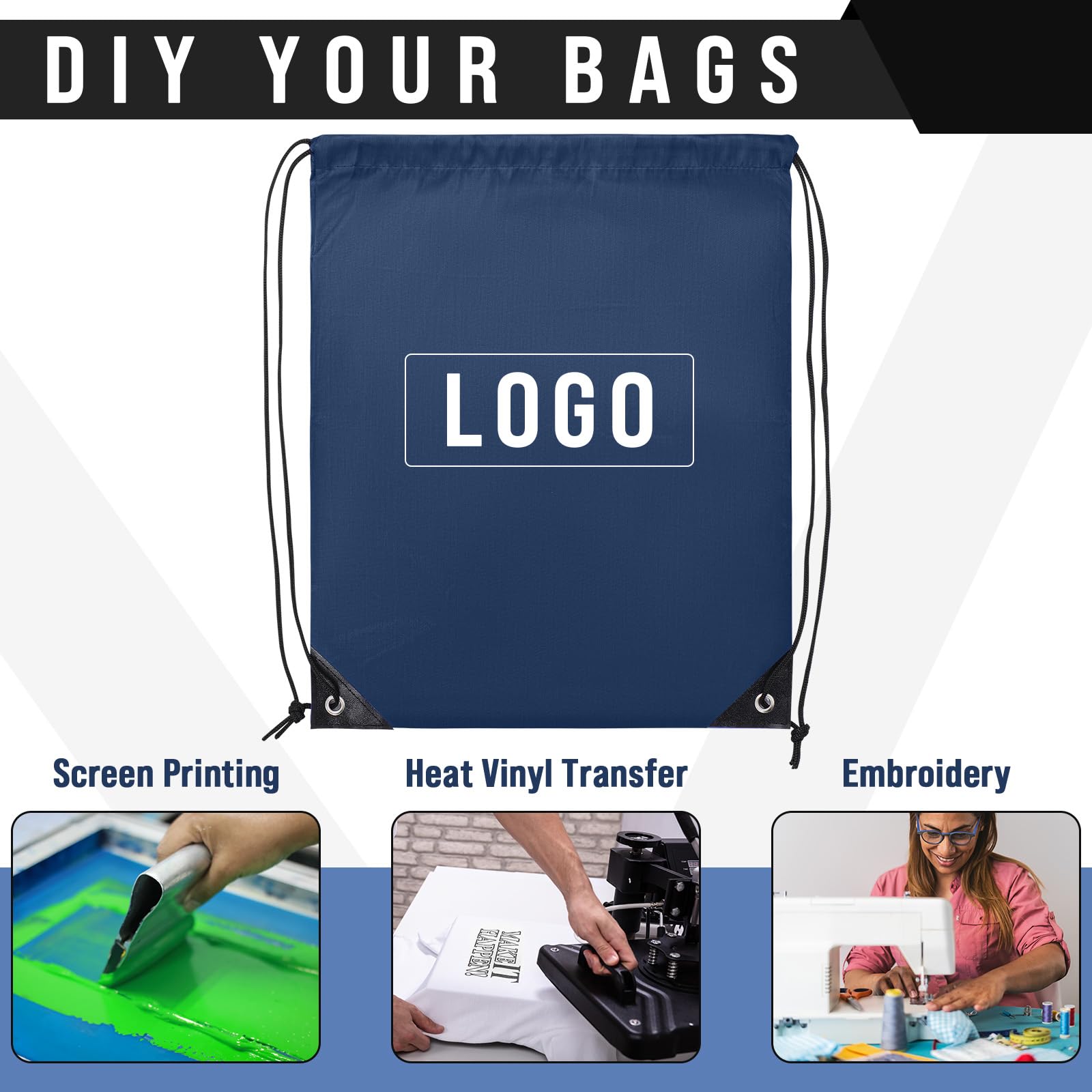 Silkfly 100 Pack Drawstring Backpacks Bulk - Durable Cinch Bags for Gym, School, Travel & Storage - Perfect for Sports, Events, DIY Gifts & Party Favors
