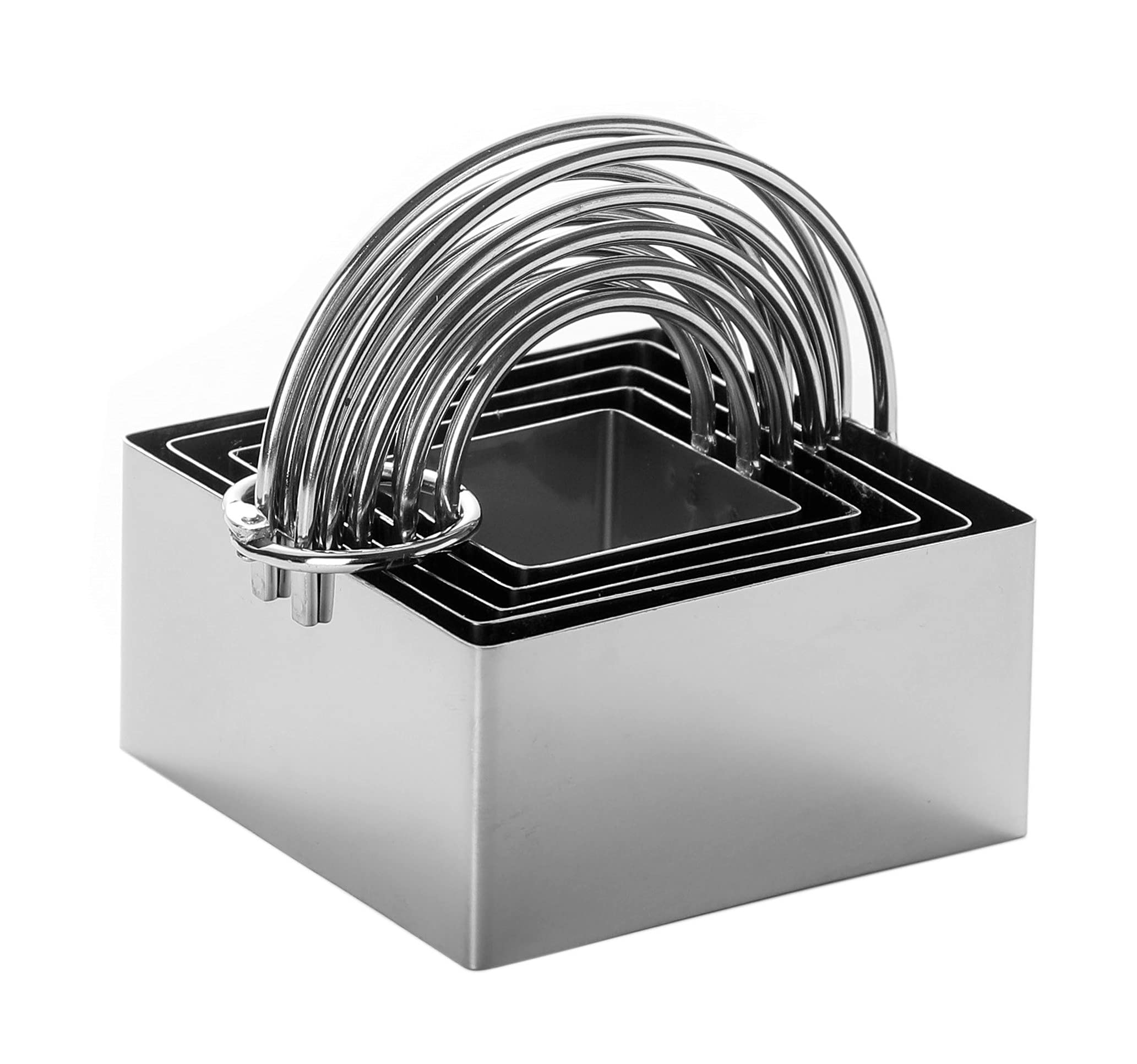 5-Piece Stainless Steel Square Biscuit & Cookie Cutter Set with Handle - Stackable for Easy Storage - Perfect for Baking Cookies, Pastries, and Homemade Treats