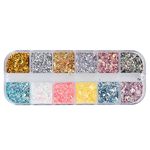 Premium Foil Nail Art Decals & Stickers - Gold Silver Metallic Leaf Flakes for DIY Manicure Designs | Nail Art Charms & Decoration for Salon, Party & Special Occasions