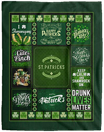 Funny Irish Rebel Blood Fleece Blanket - St. Patrick's Day Plush Throw Blanket 60x80 Inches, Soft Cozy White Blanket for Couches, Beds & Gifts - Perfect for Irish Pride & Home Decor